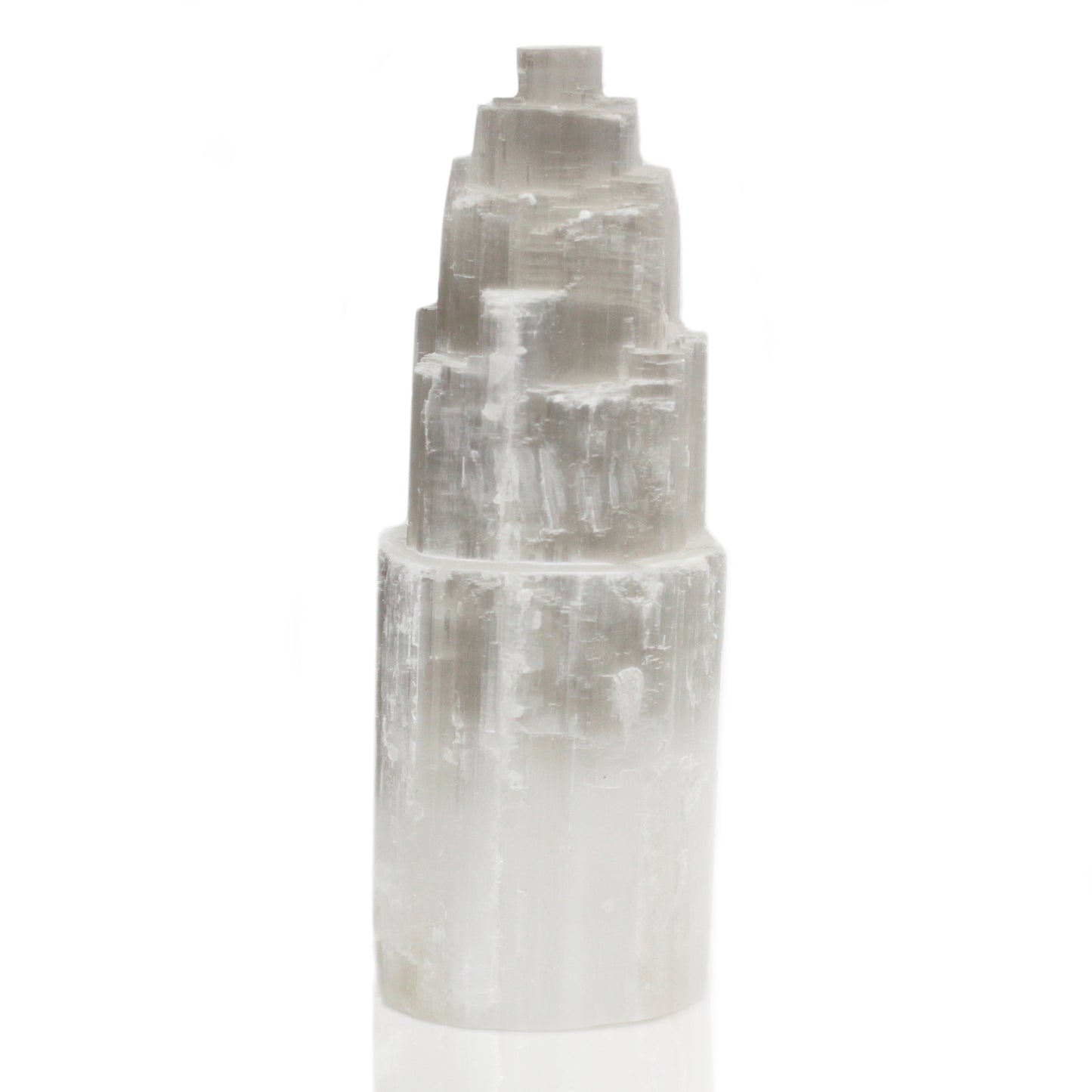 Lampe Tour en Sélénite Naturelle - 25 cm - Câble Manquant