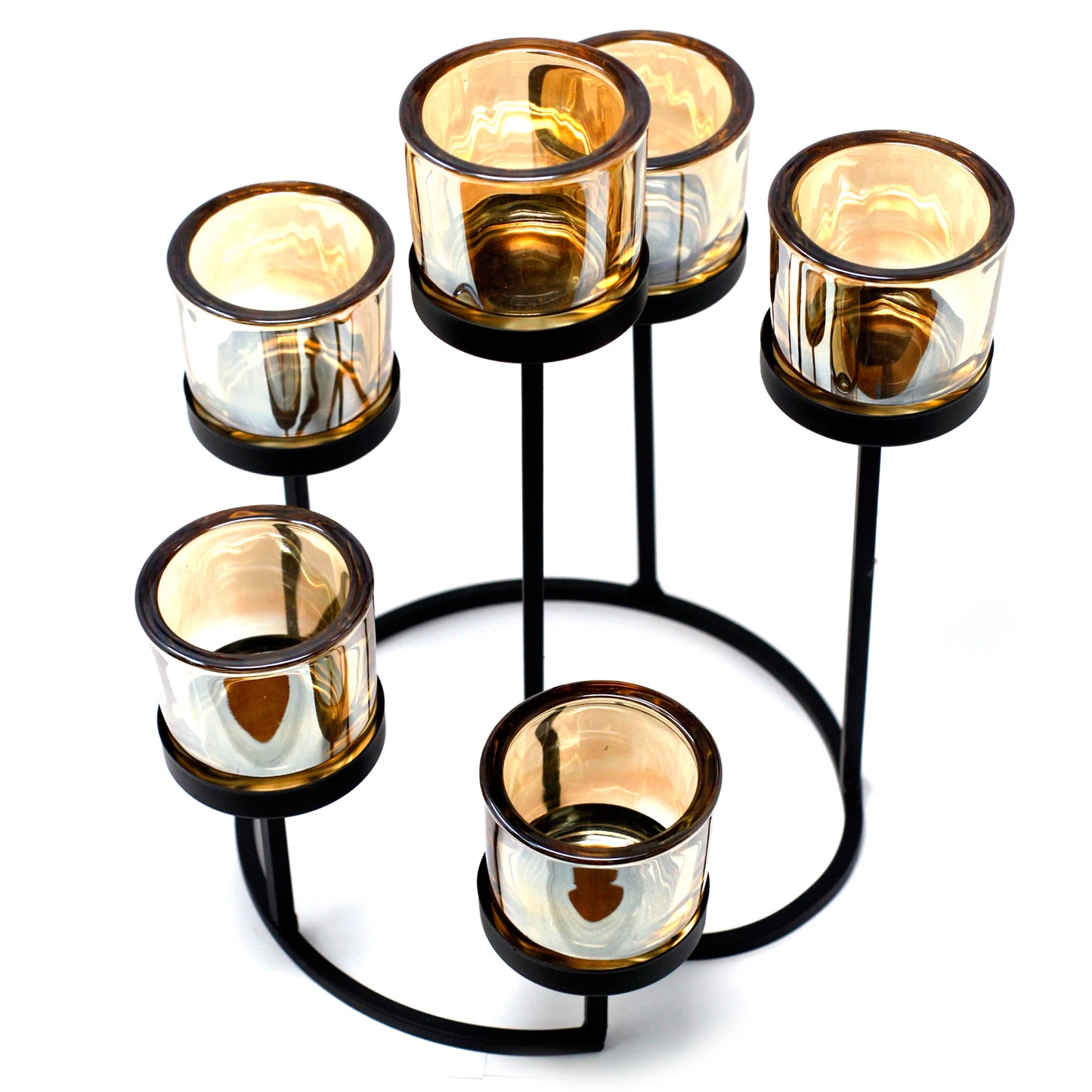 Bougeoir Votif en Fer - 6 Coupes Chandelier de Terre
