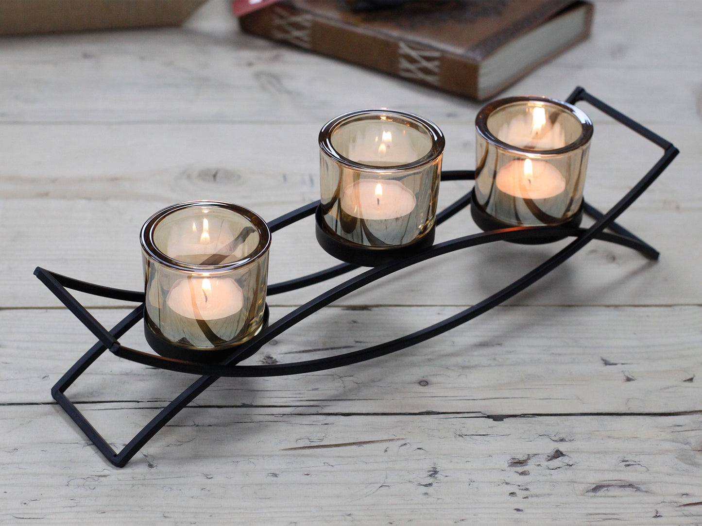 Bougeoir Votif en Fer - 3 coupes Zen