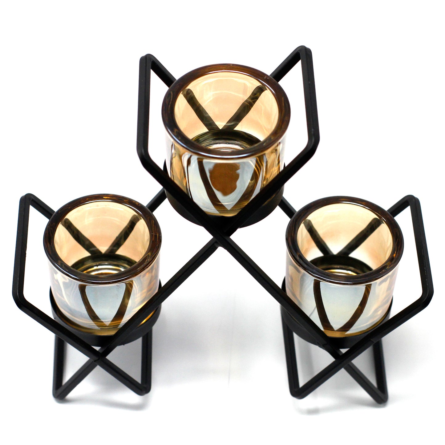 Bougeoir Votif en Fer - 3 Coupes Triangle