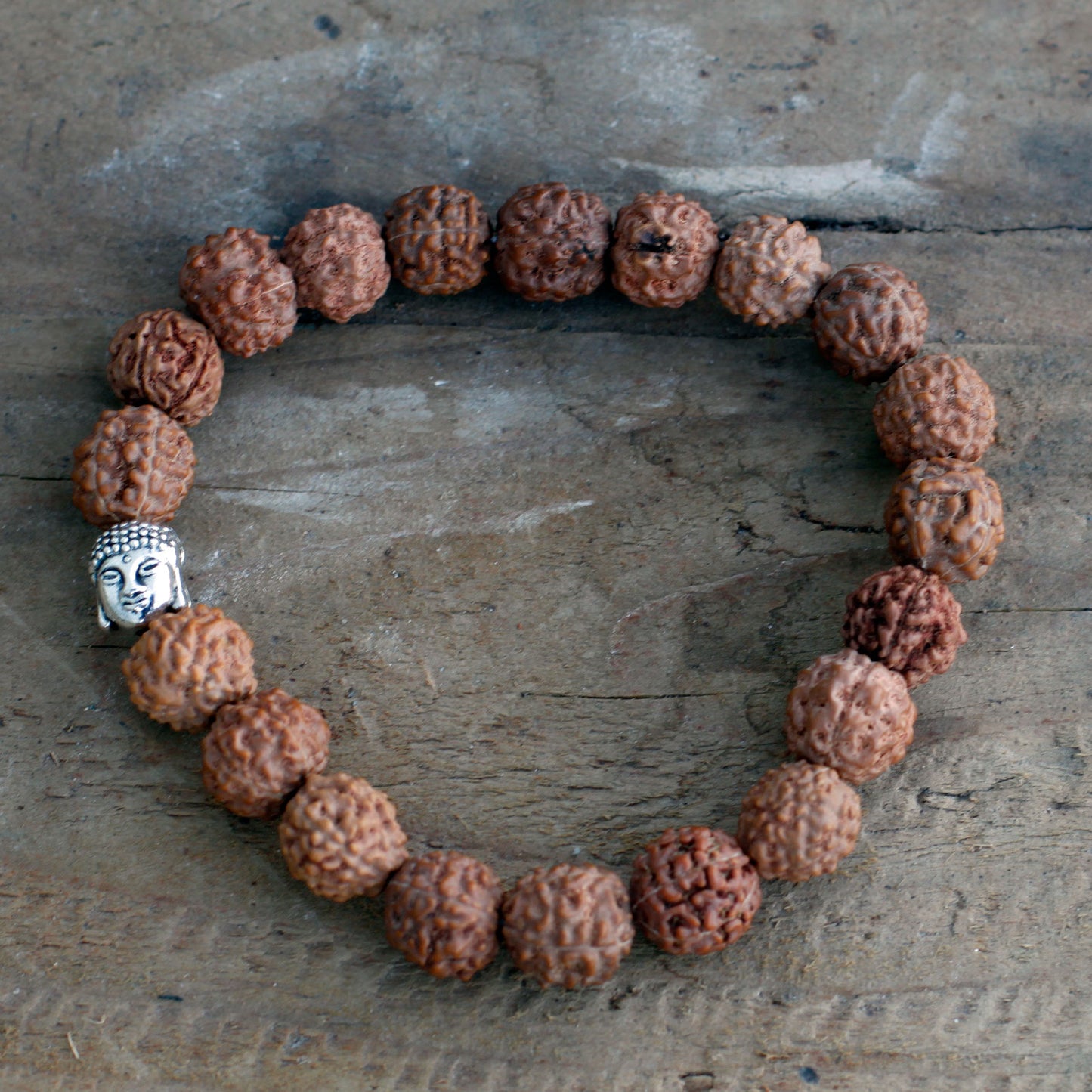 Mala Rudraksha Bracelet Bouddha-Marron