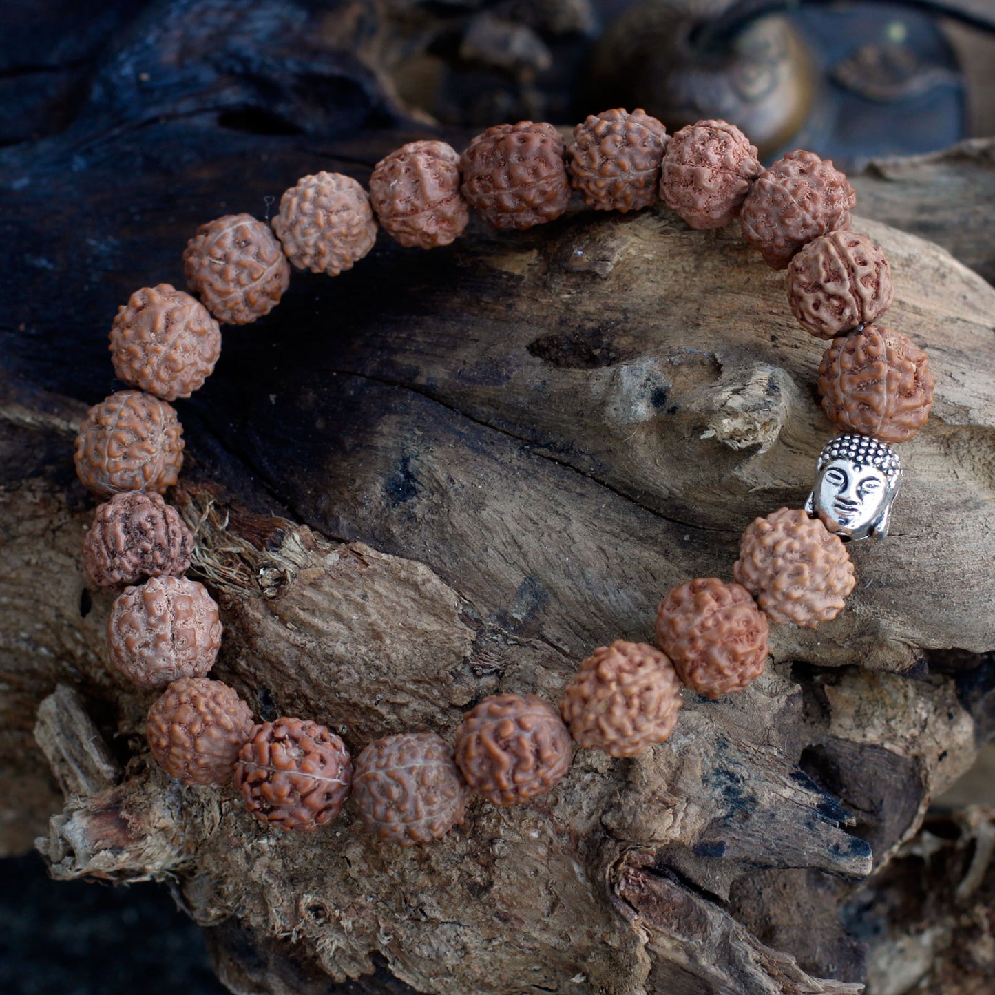 Mala Rudraksha Bracelet Bouddha-Naturel