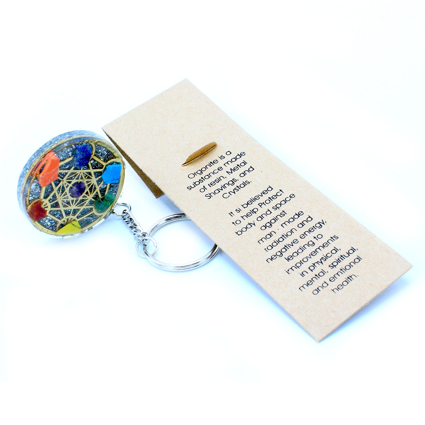 Porte-clés Orgonite - Rond Sept Chakra