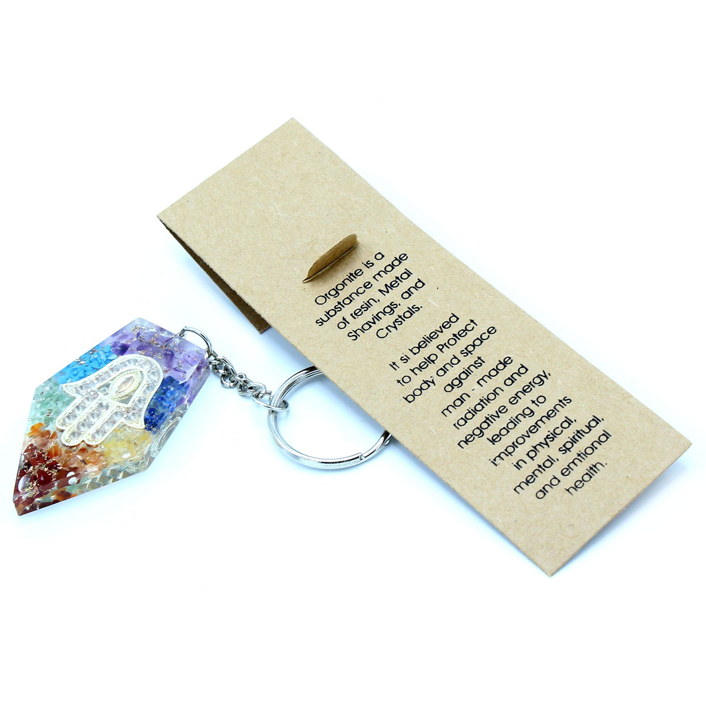 Porte-clés Orgonite - Gemmes Chakra Hamsa