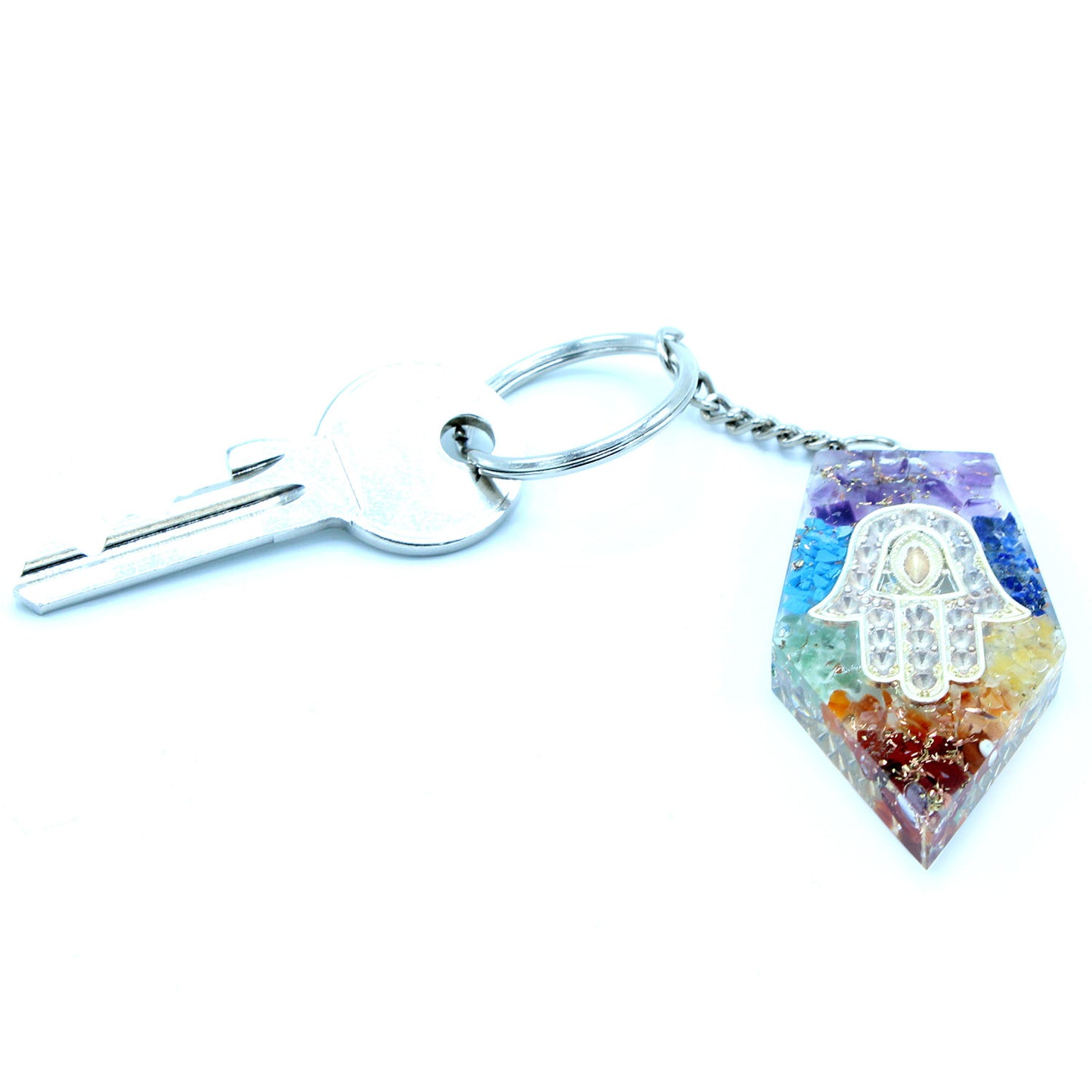 Porte-clés Orgonite - Gemmes Chakra Hamsa