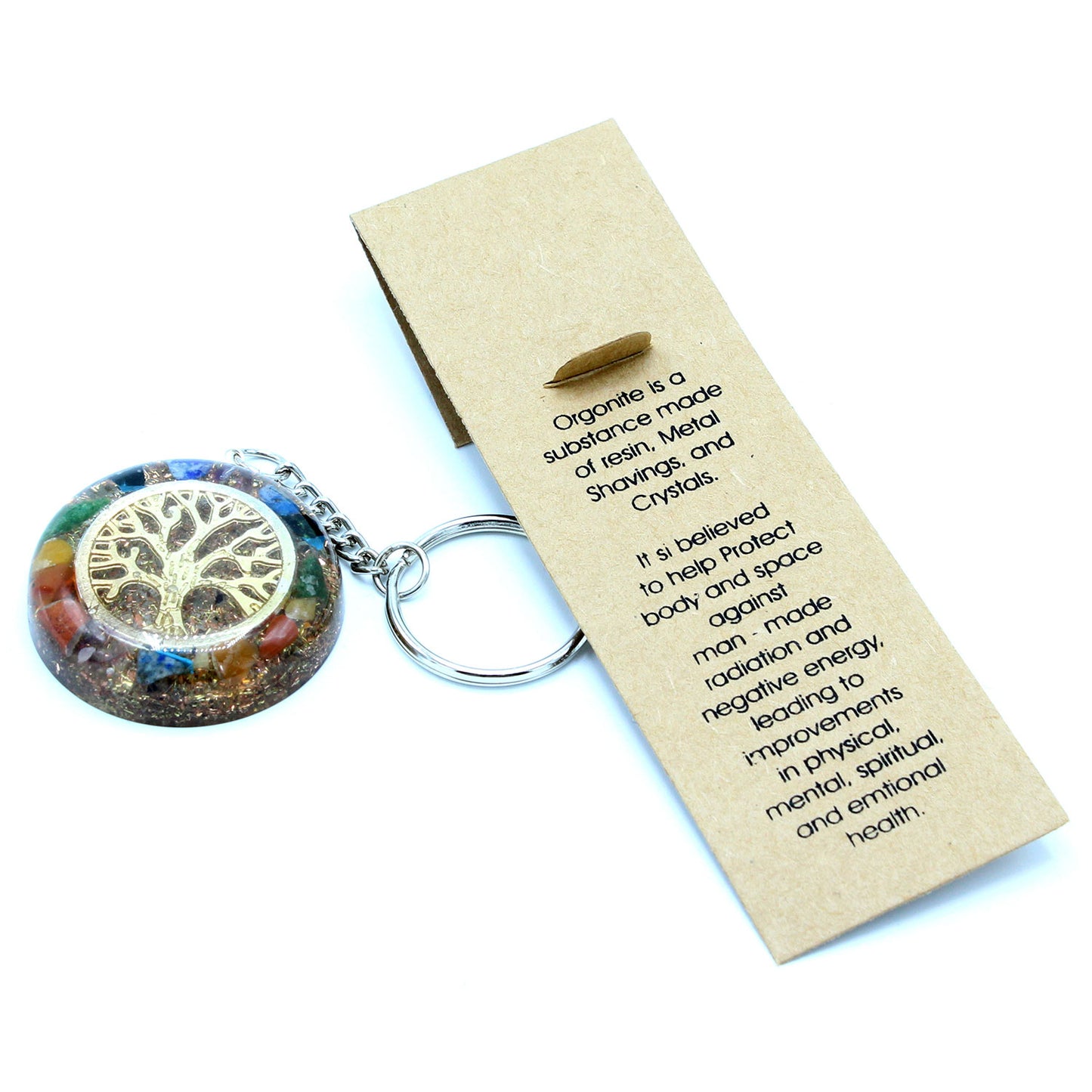 Porte-clés Orgonite - Gemmes Chakra Arbre de la Vie