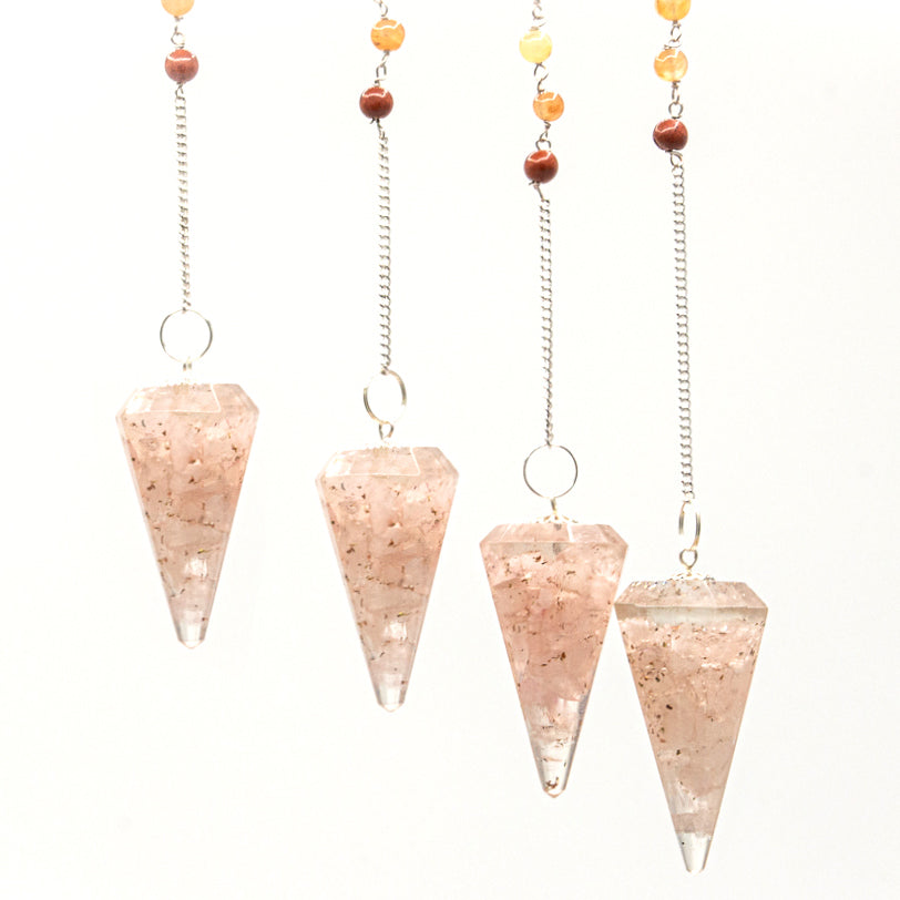Pendule Orgonite de Puissance Chakra - Quartz Rose