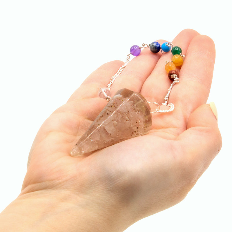 Pendule Orgonite de Puissance Chakra - Quartz Rose