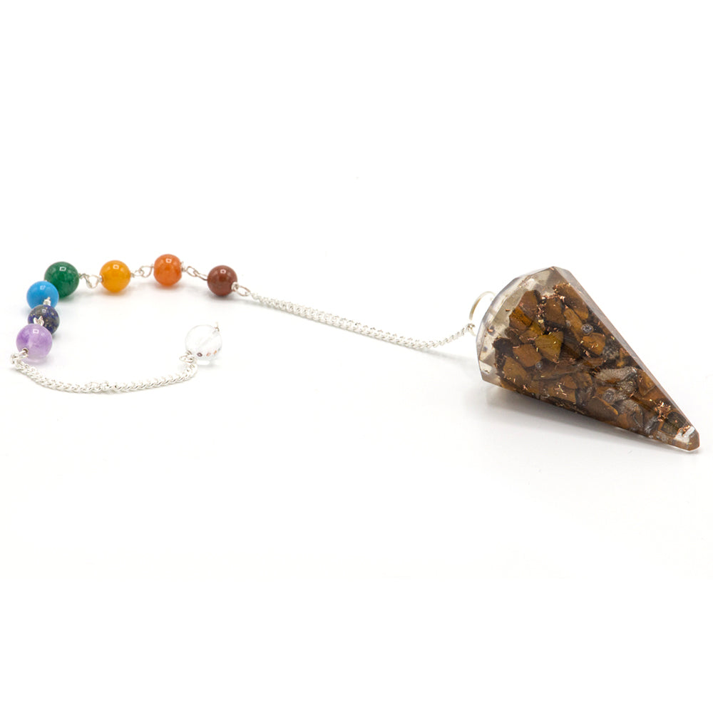 Pendule Orgonite de Puissance Chakra - Oeil Tigré