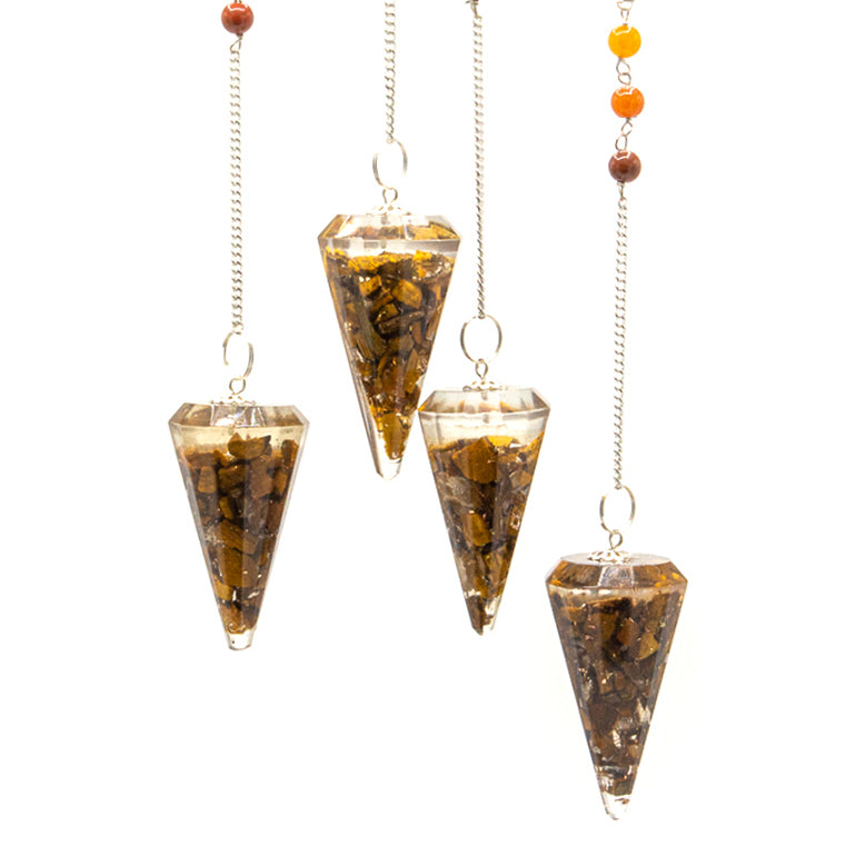 Pendule Orgonite de Puissance Chakra - Oeil Tigré