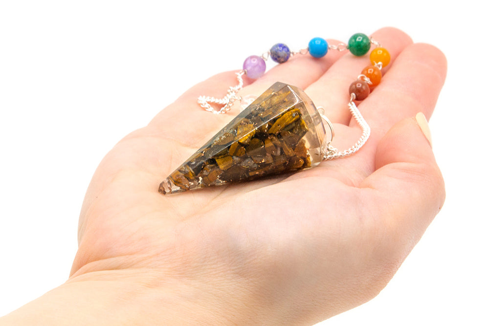 Pendule Orgonite de Puissance Chakra - Oeil Tigré
