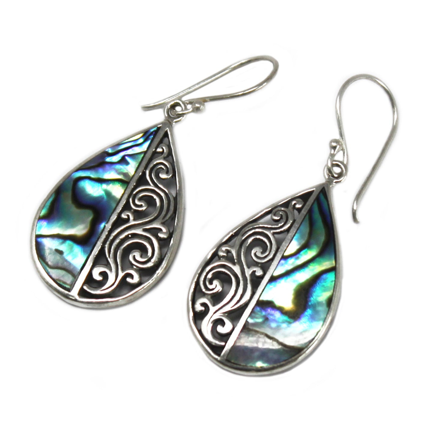 Boucles d'Oreilles Coquillage & Argent - Larme - Abalone