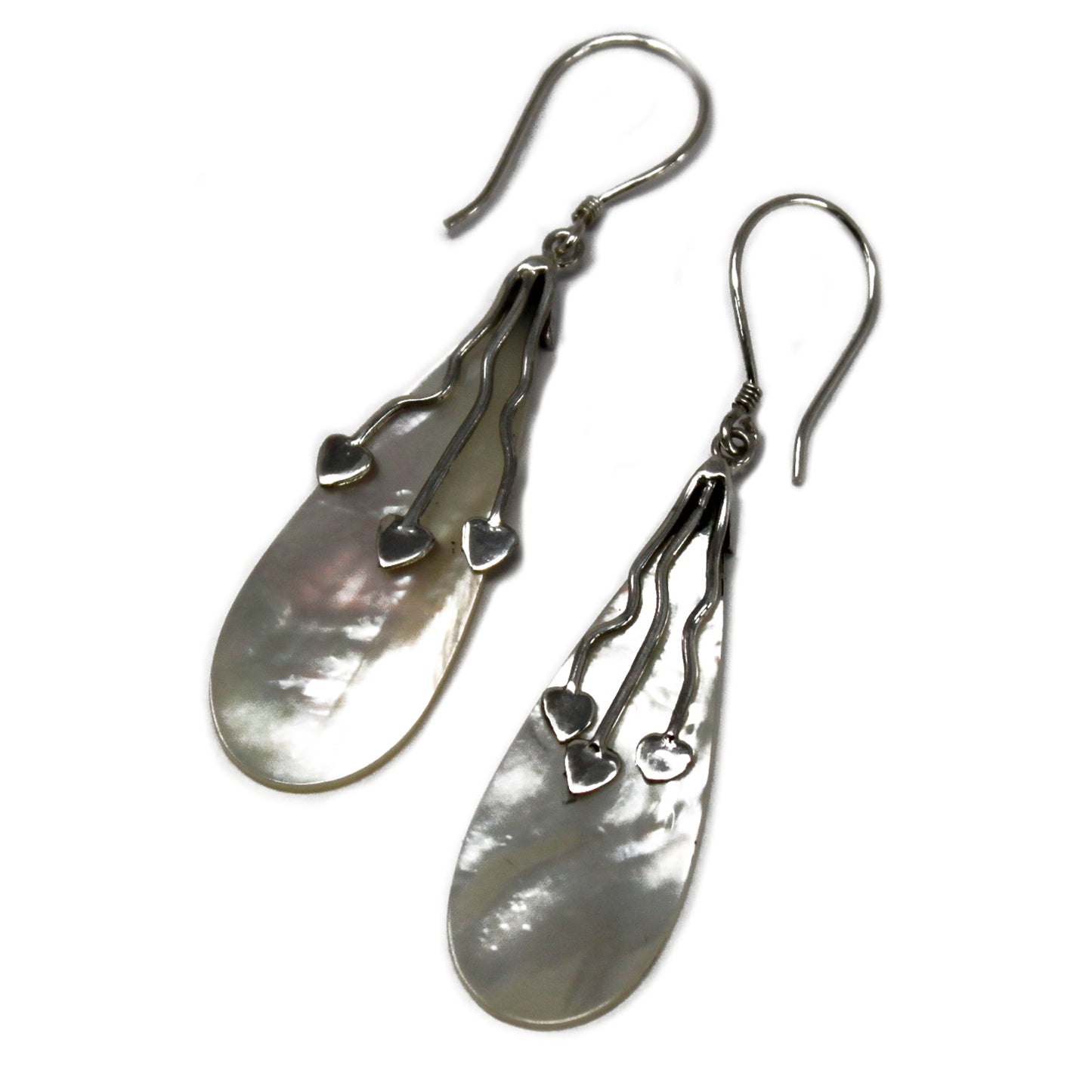 Boucles d'Oreilles Coquillage & Argent - Trois Coeurs - MOP