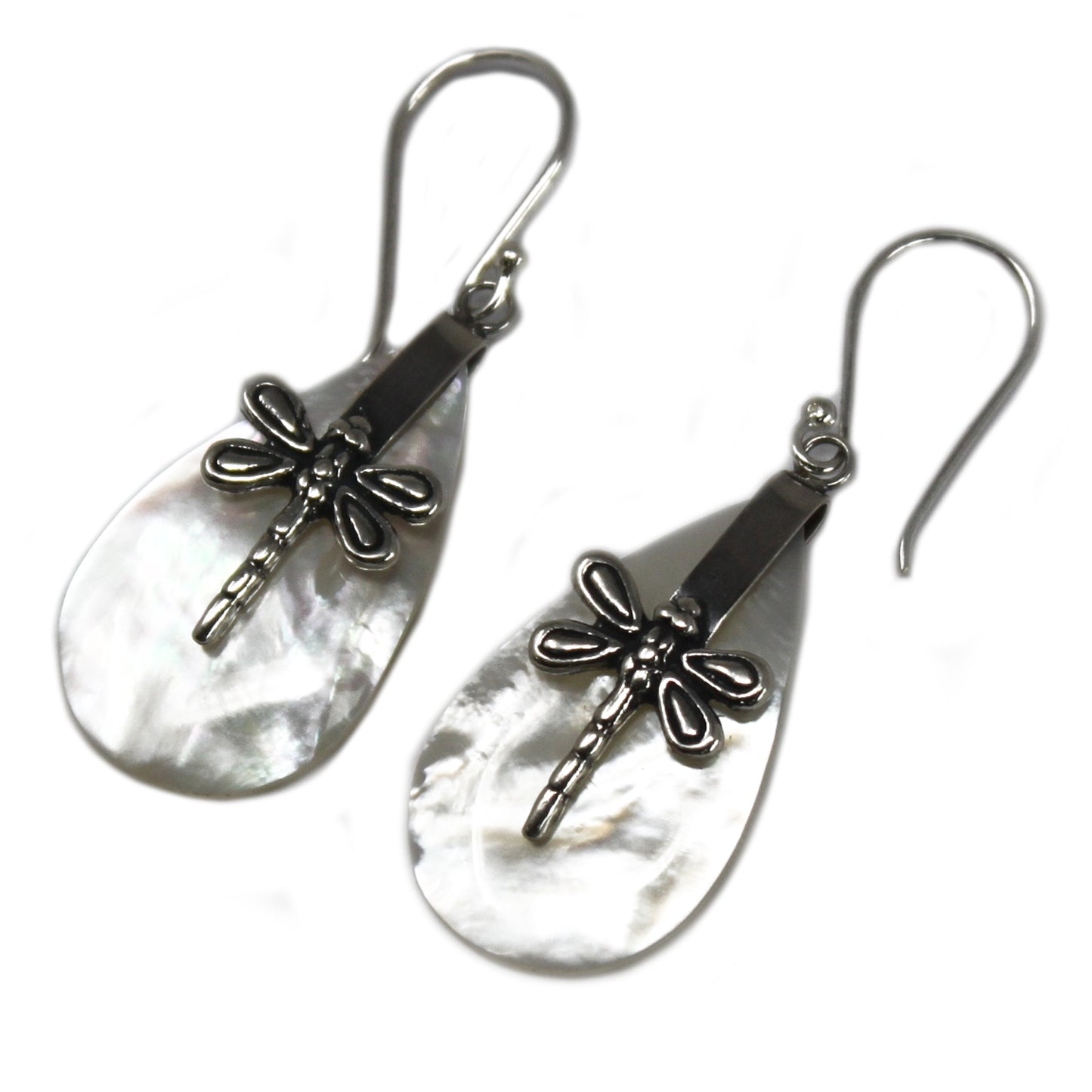 Boucles d'Oreilles Coquillage & Argent - Libellules - MOP