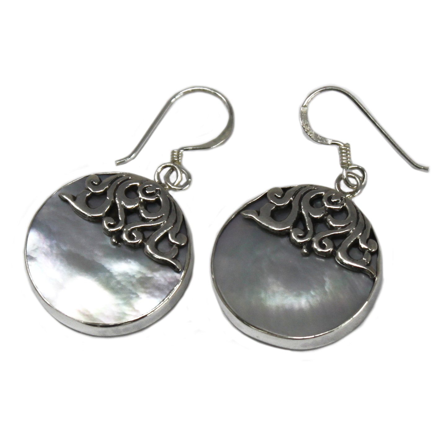 Boucles d'Oreilles Coquillage & Argent - Disque Classique - MOP