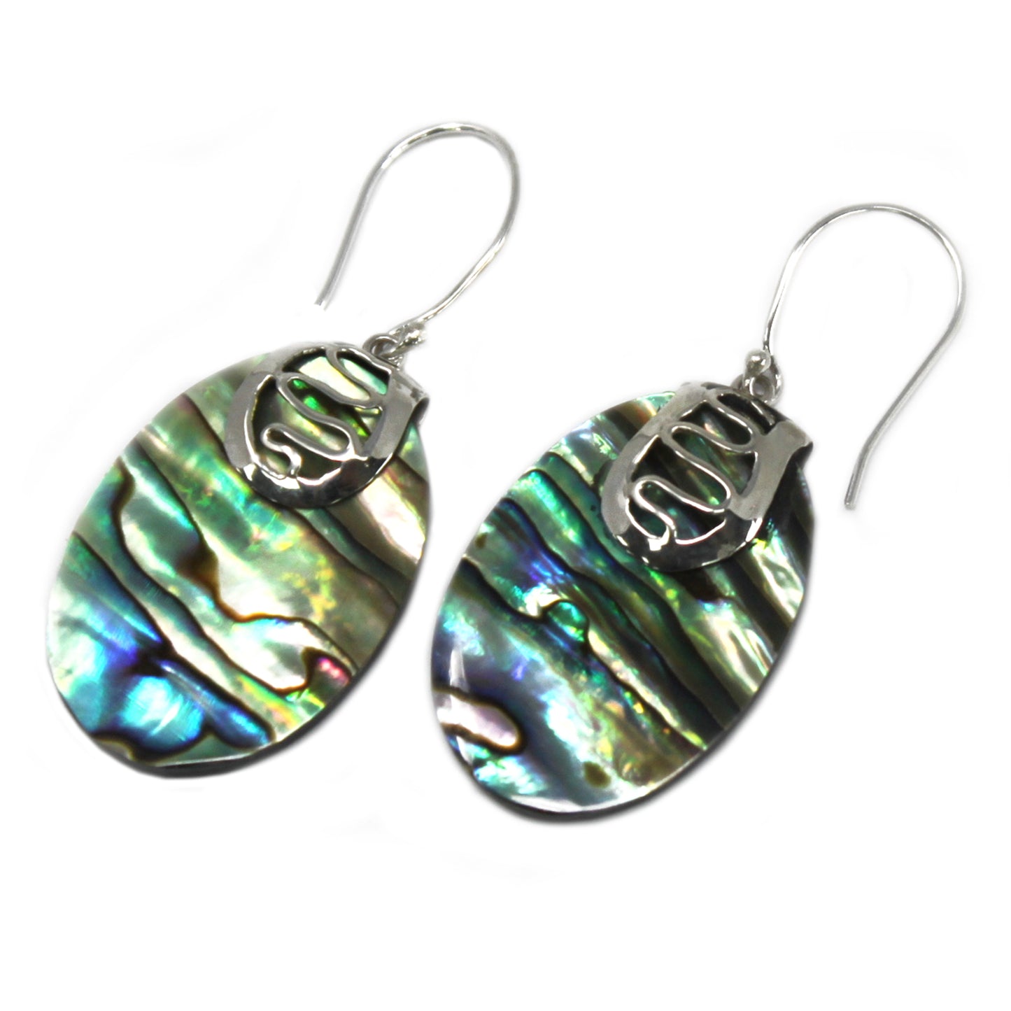 Boucles d'Oreilles Coquillage & Argent - Ovale - Abalone