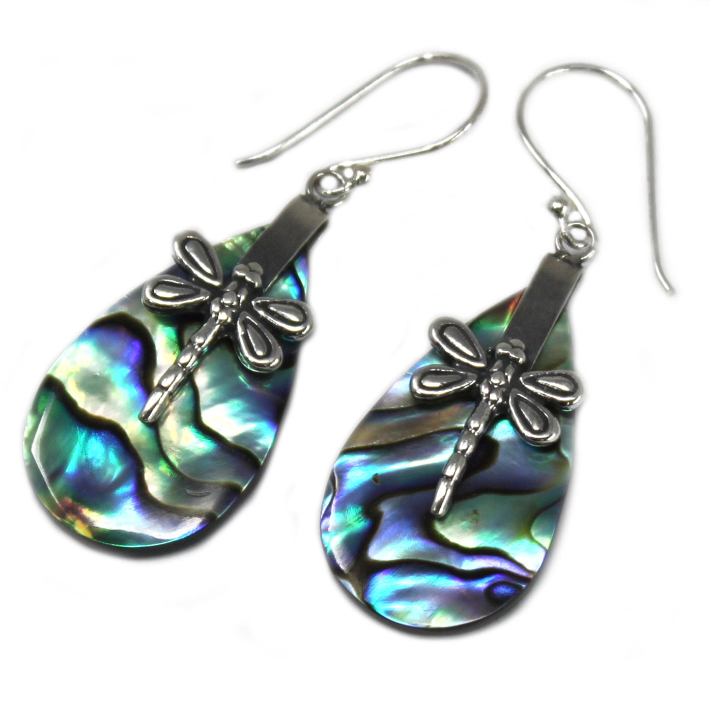 Boucles d'Oreilles Coquillage & Argent - Libellules - Abalone