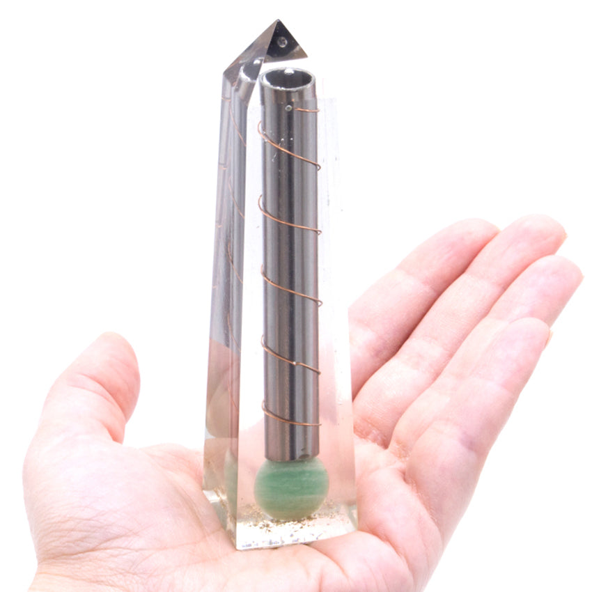 Obelisque Orgonite - Point de Pouvoir - Aventurine verte - 110x30mm