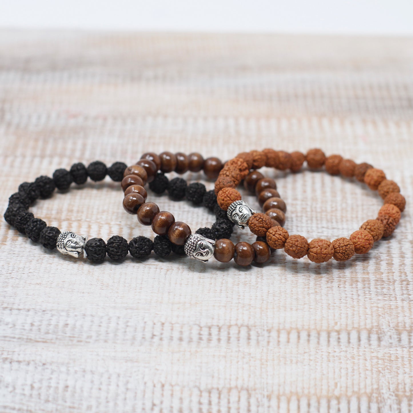 Bracelet Perles Marron & Buddah