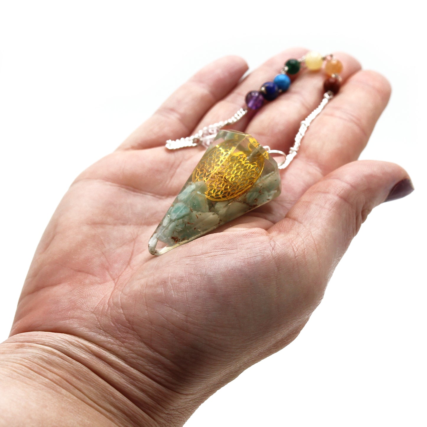Pendule Orgonite de Puissance Chakra - Fleur de Vie