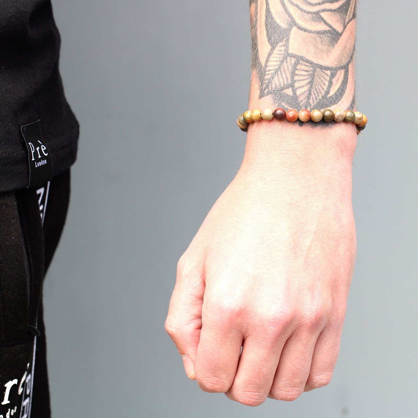 Bracelet en Gemme plaqué or 18K - Cordon Noir - Oeil Tigré