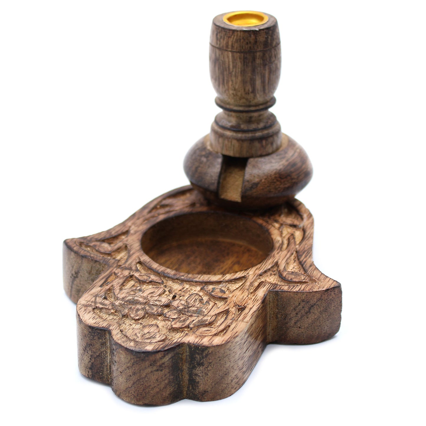 Petit Brûleur à reflux en bois de manguier - Hamsa
