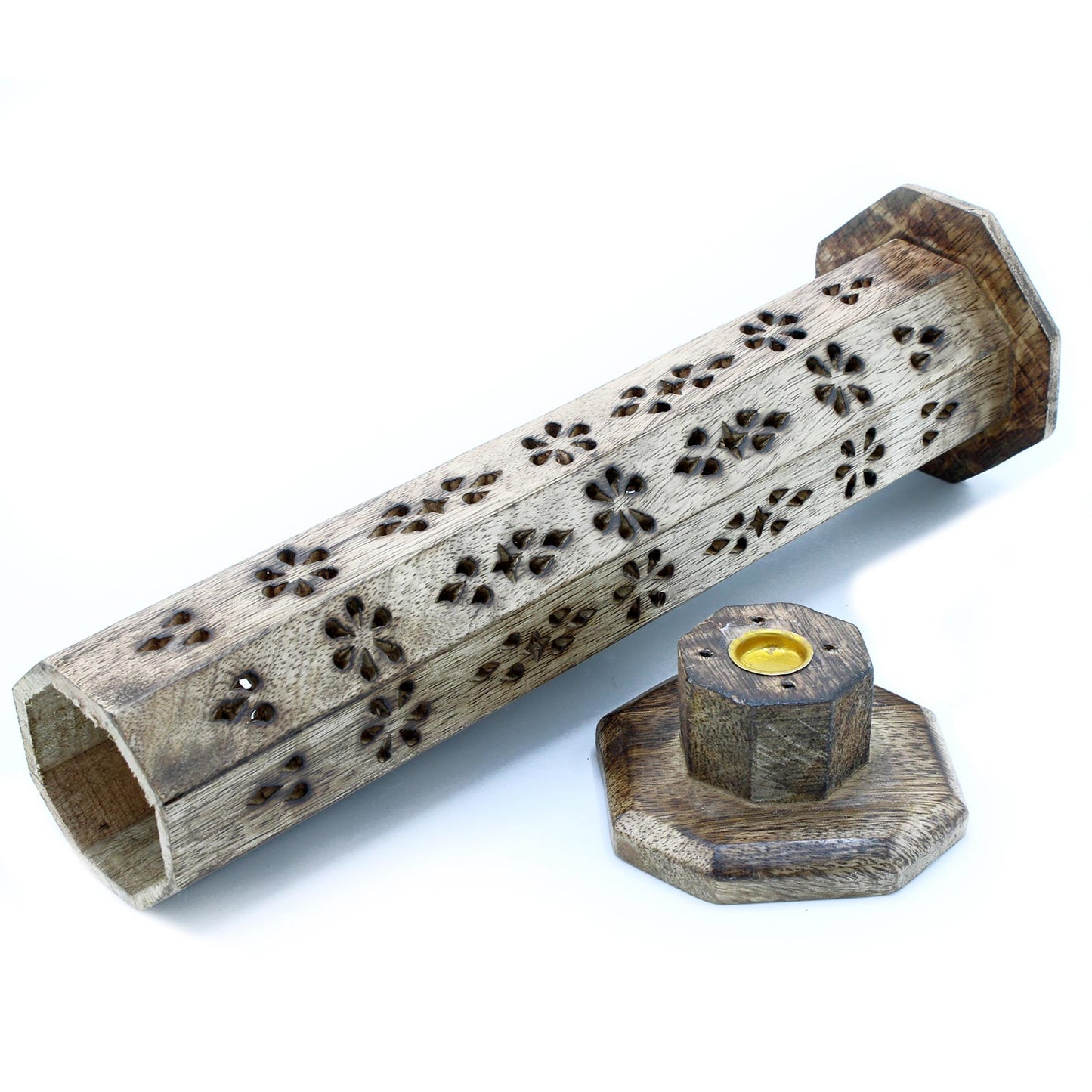Boîtes à Fumée Hexagonales Tour d'Encens - Bois de Manguier
