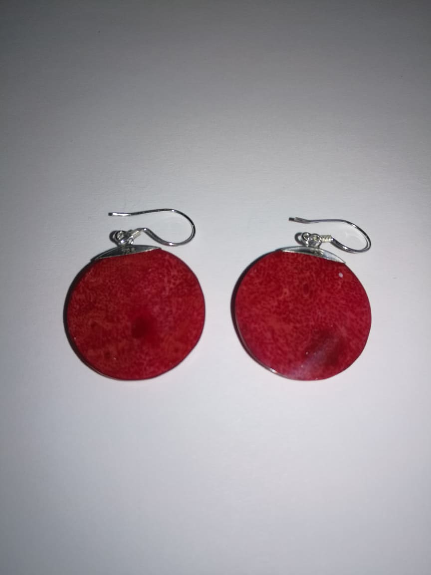 Boucle d'oreille argent 925Imitation corail - symbole