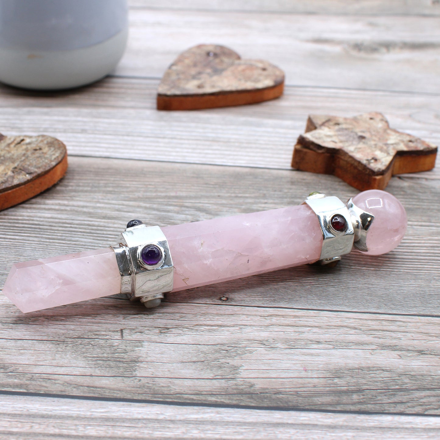 Baguette de Guérison en Cristal Hexagonal - 12cm - Quartz Rose