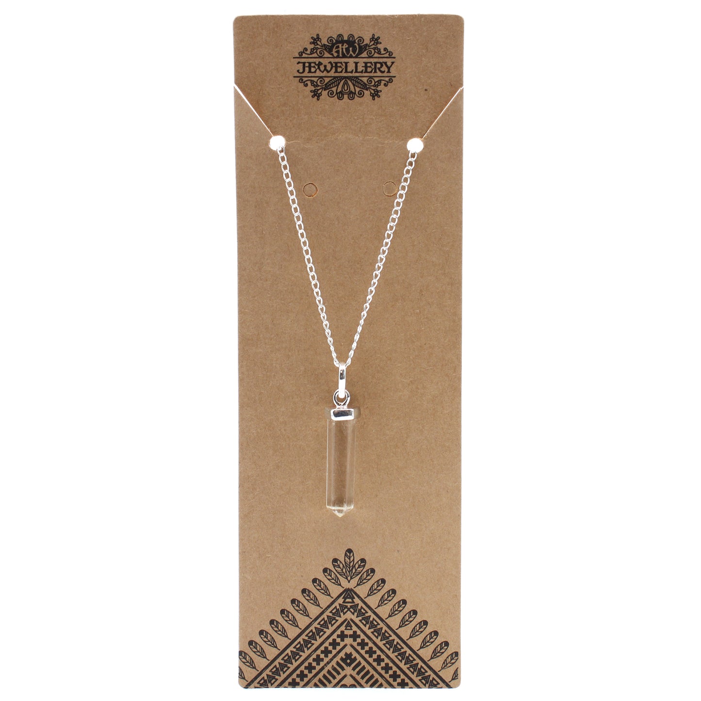 Pendentif pointe classique en pierres précieuses - Quartz de roche