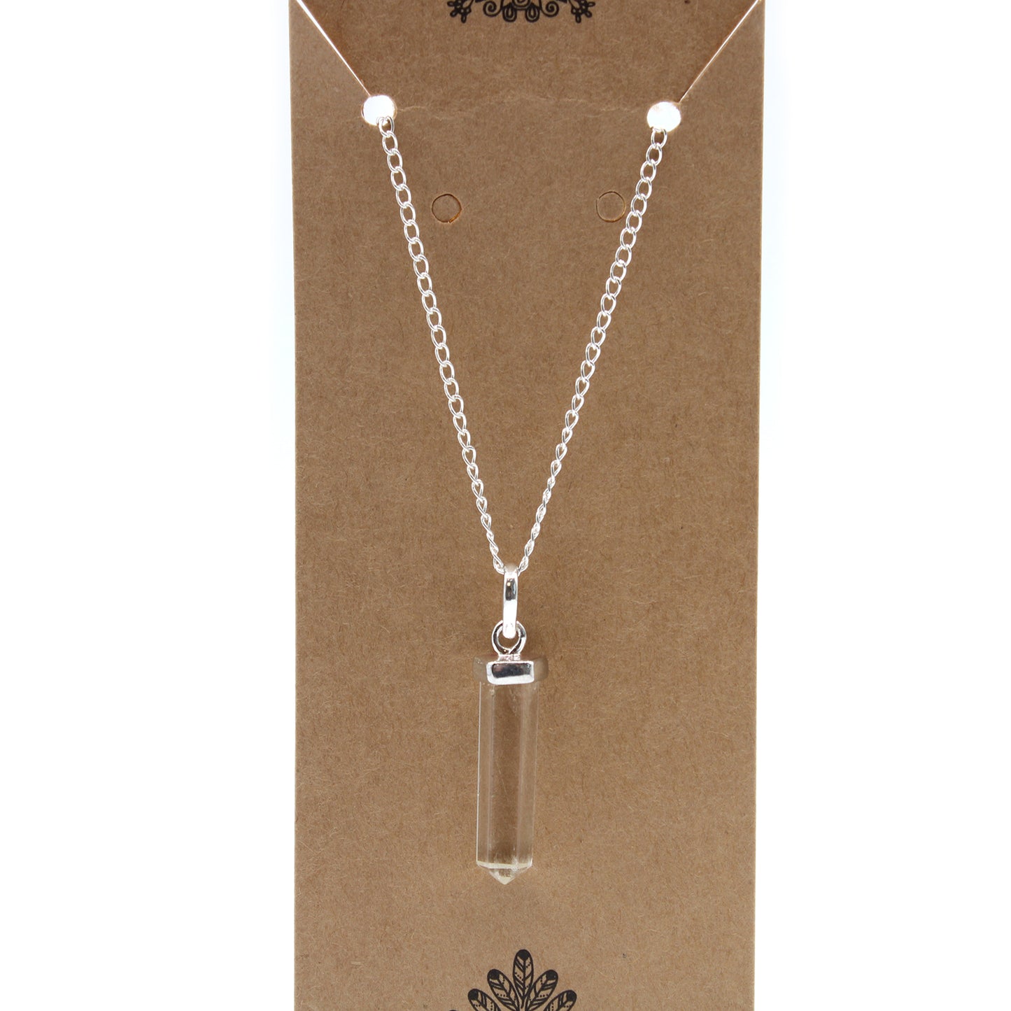 Pendentif pointe classique en pierres précieuses - Quartz de roche