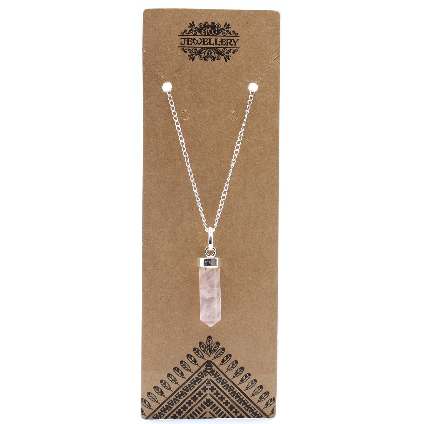 Pendentif pointe classique en pierres précieuses - Quartz rose