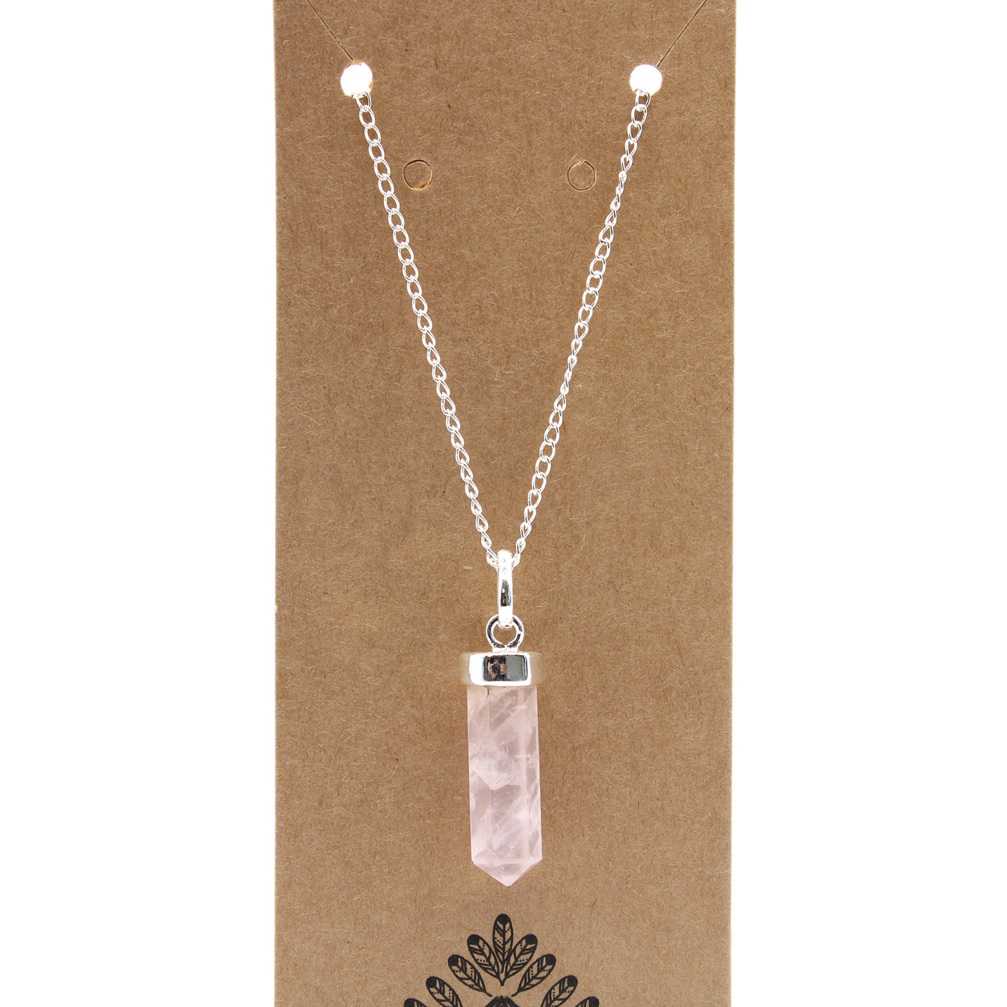 Pendentif pointe classique en pierres précieuses - Quartz rose