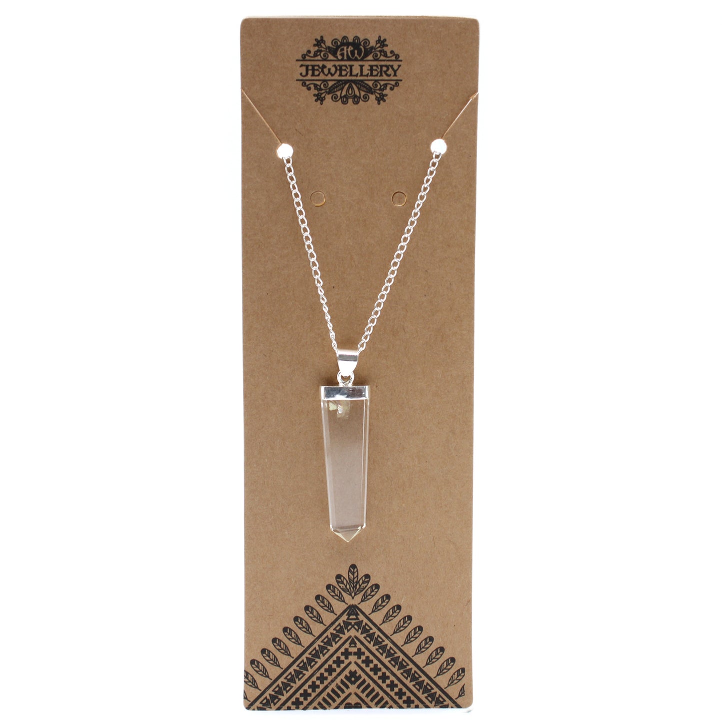 Pendentif crayon plat en pierres précieuses - Quartz de roche