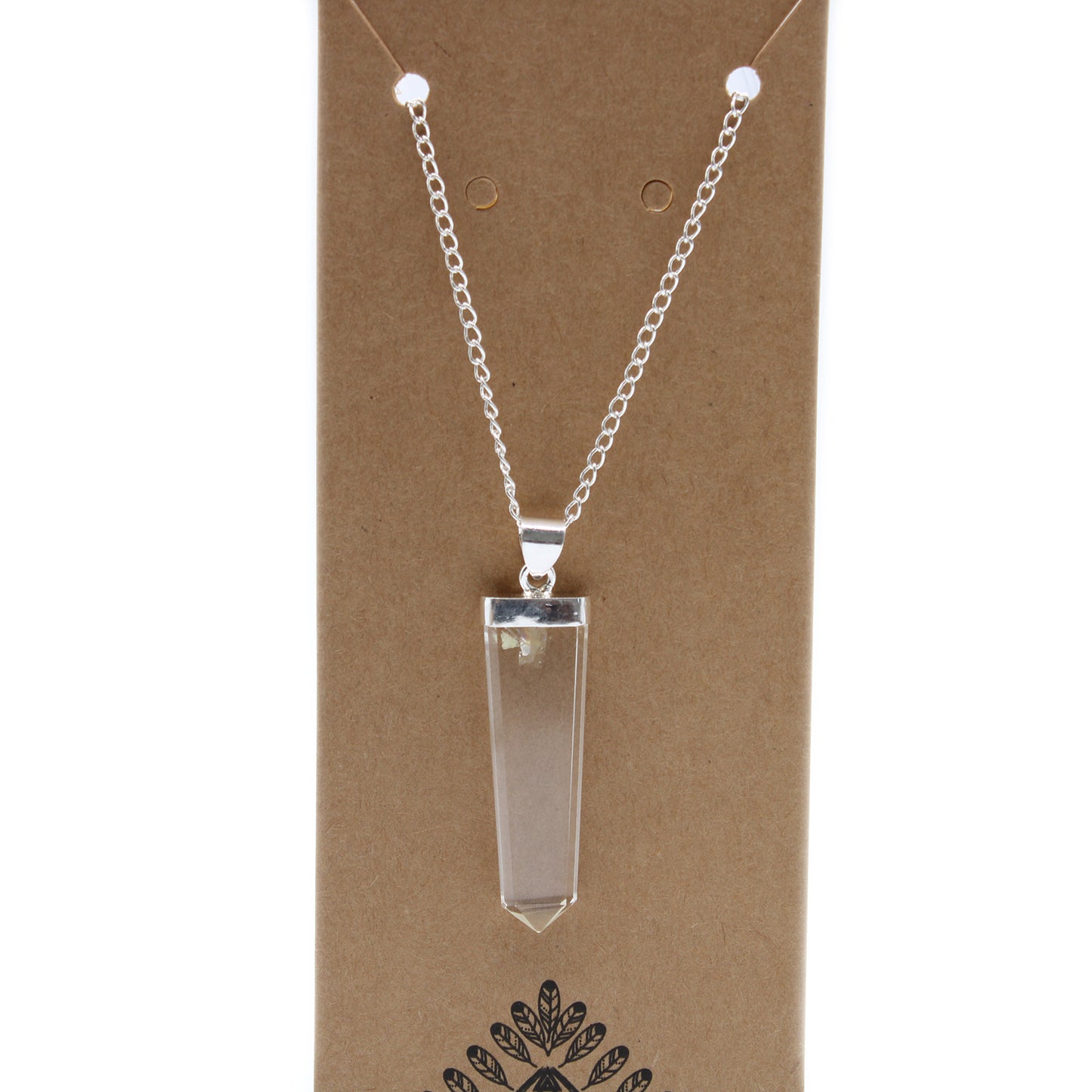 Pendentif crayon plat en pierres précieuses - Quartz de roche