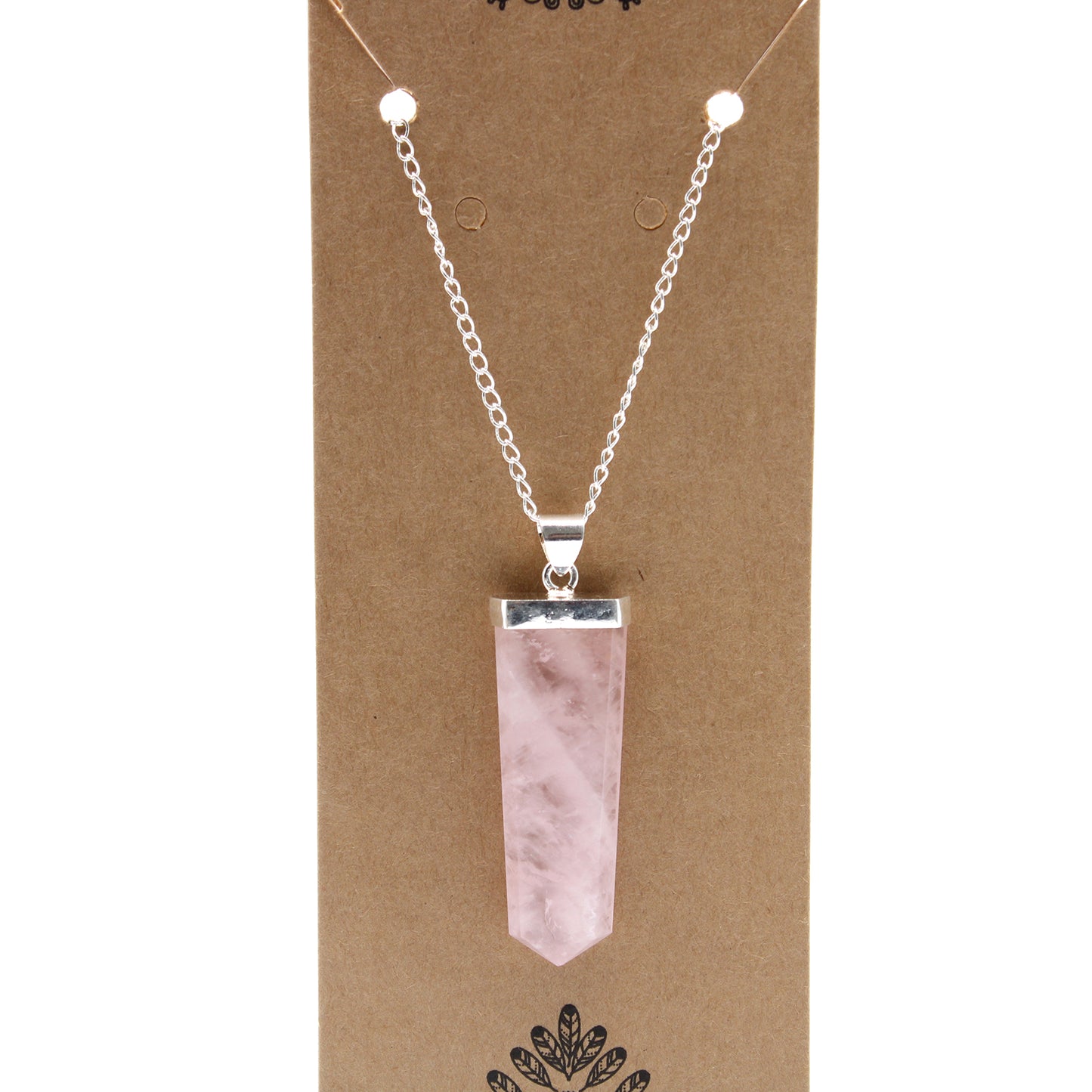 Pendentif Crayon Plat Pierres Précieuses - Quartz Rose