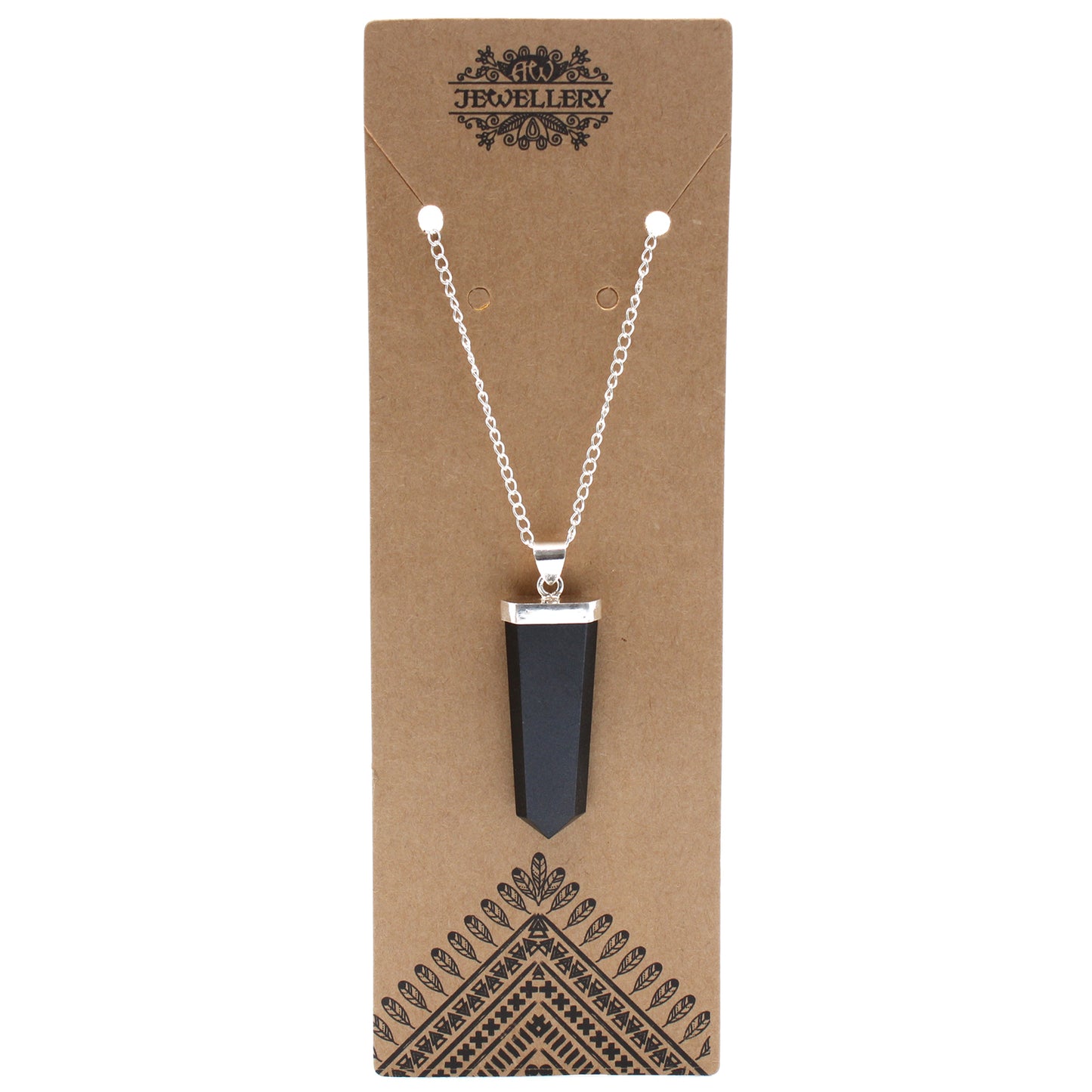 Pendentif Crayon Plat Pierres Précieuses - Agate Noire
