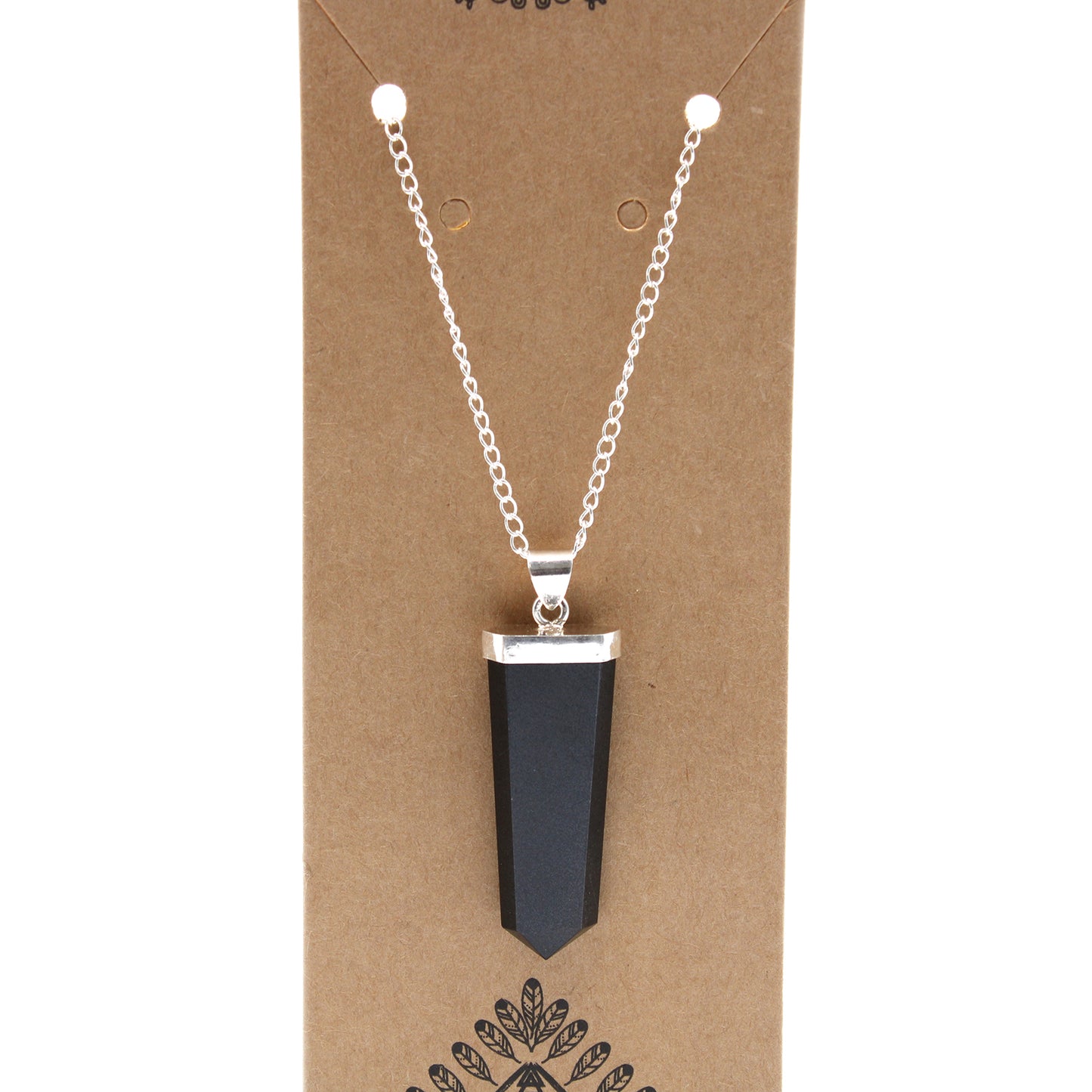 Pendentif Crayon Plat Pierres Précieuses - Agate Noire