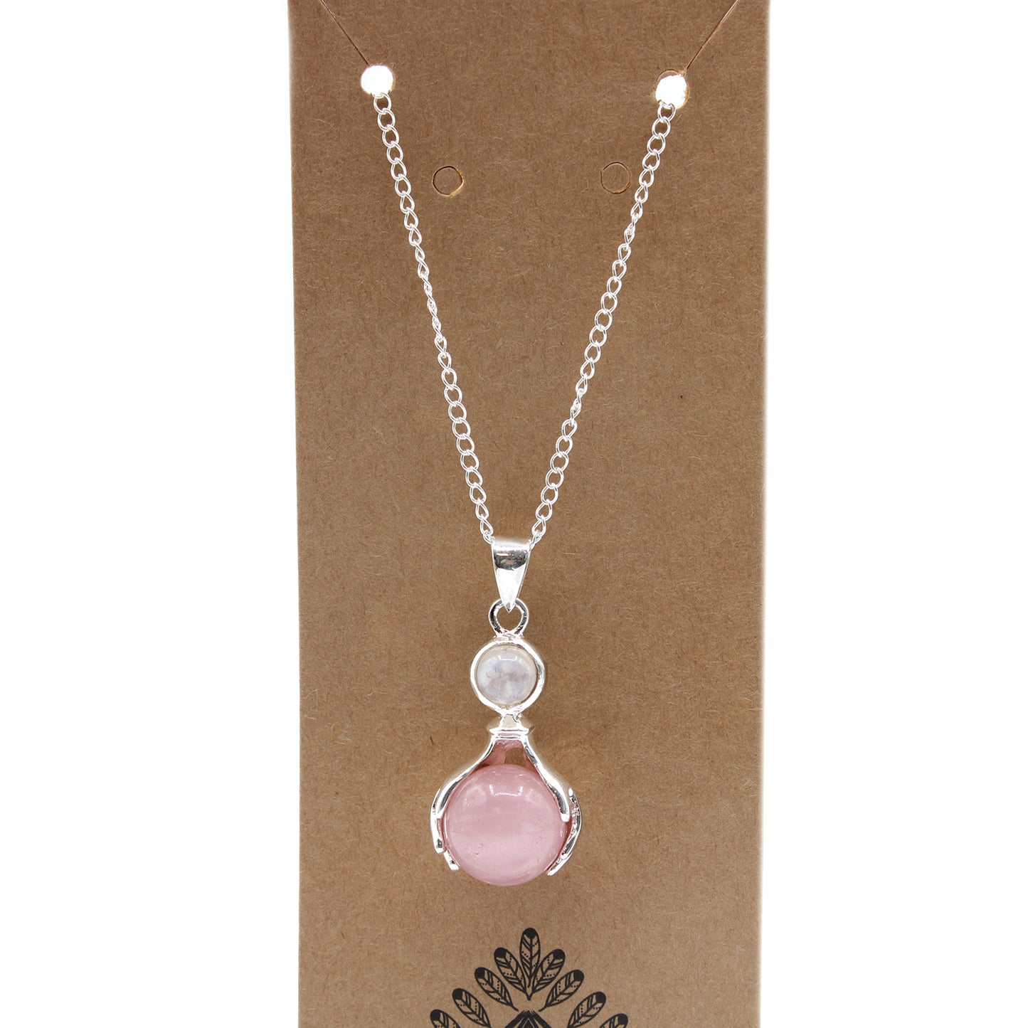 Pendentif Mains Guérissantes en Pierres Précieuses - Quartz Rose