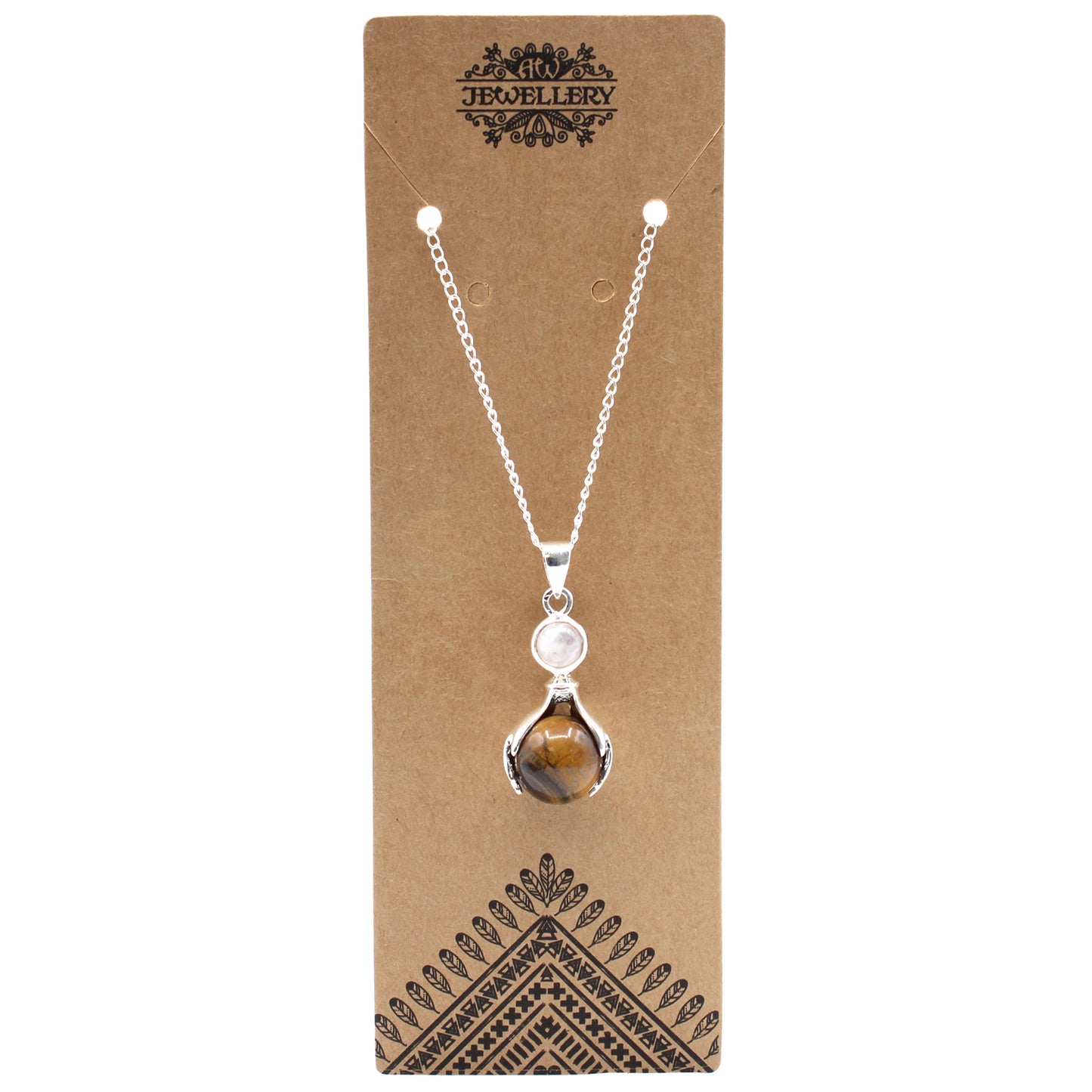 Pendentif Mains Guérissantes en Pierres Précieuses - Oeil de Tigre