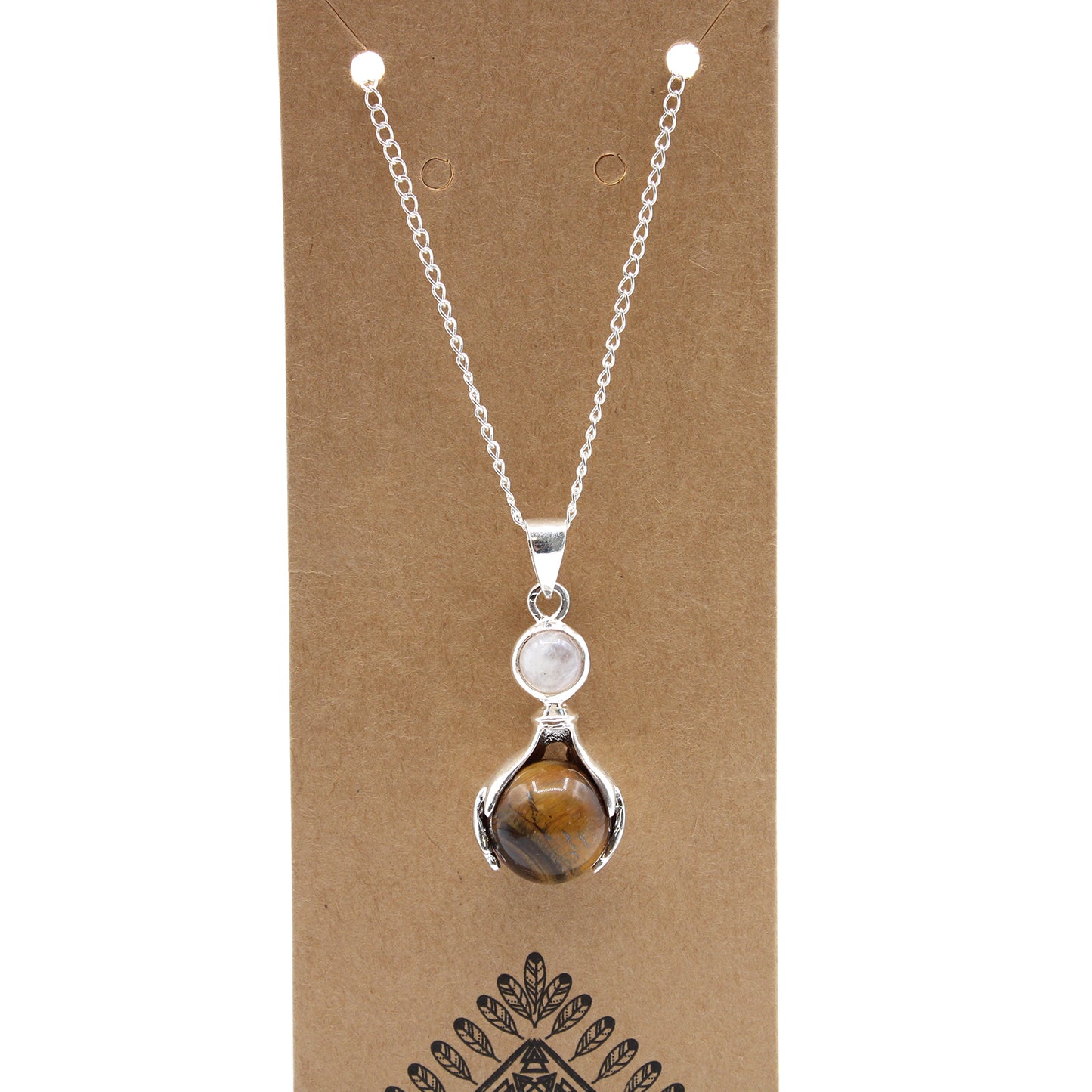 Pendentif Mains Guérissantes en Pierres Précieuses - Oeil de Tigre
