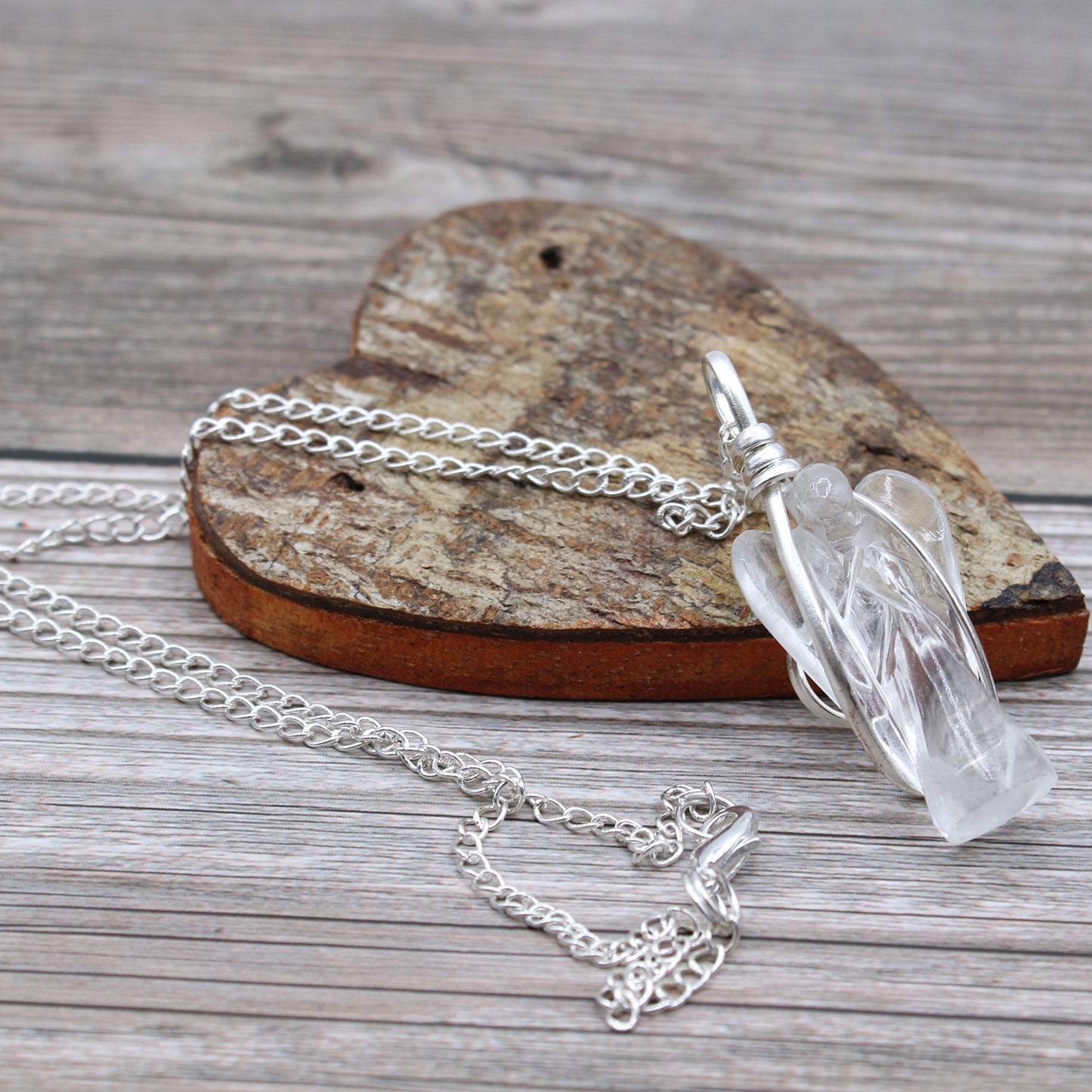 Pendentif Ange Gardien en Pierres Précieuses - Quartz de Roche