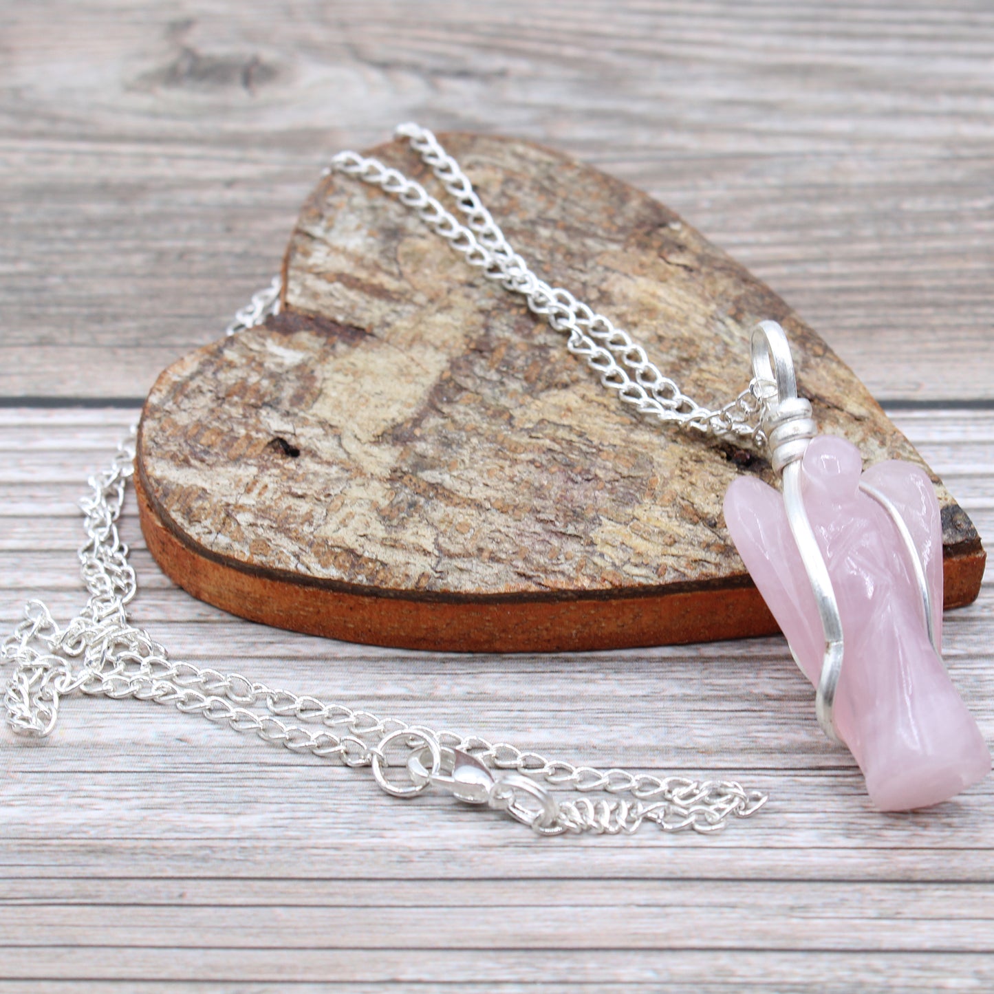 Pendentif Ange Gardien Pierre Précieuse - Quartz Rose