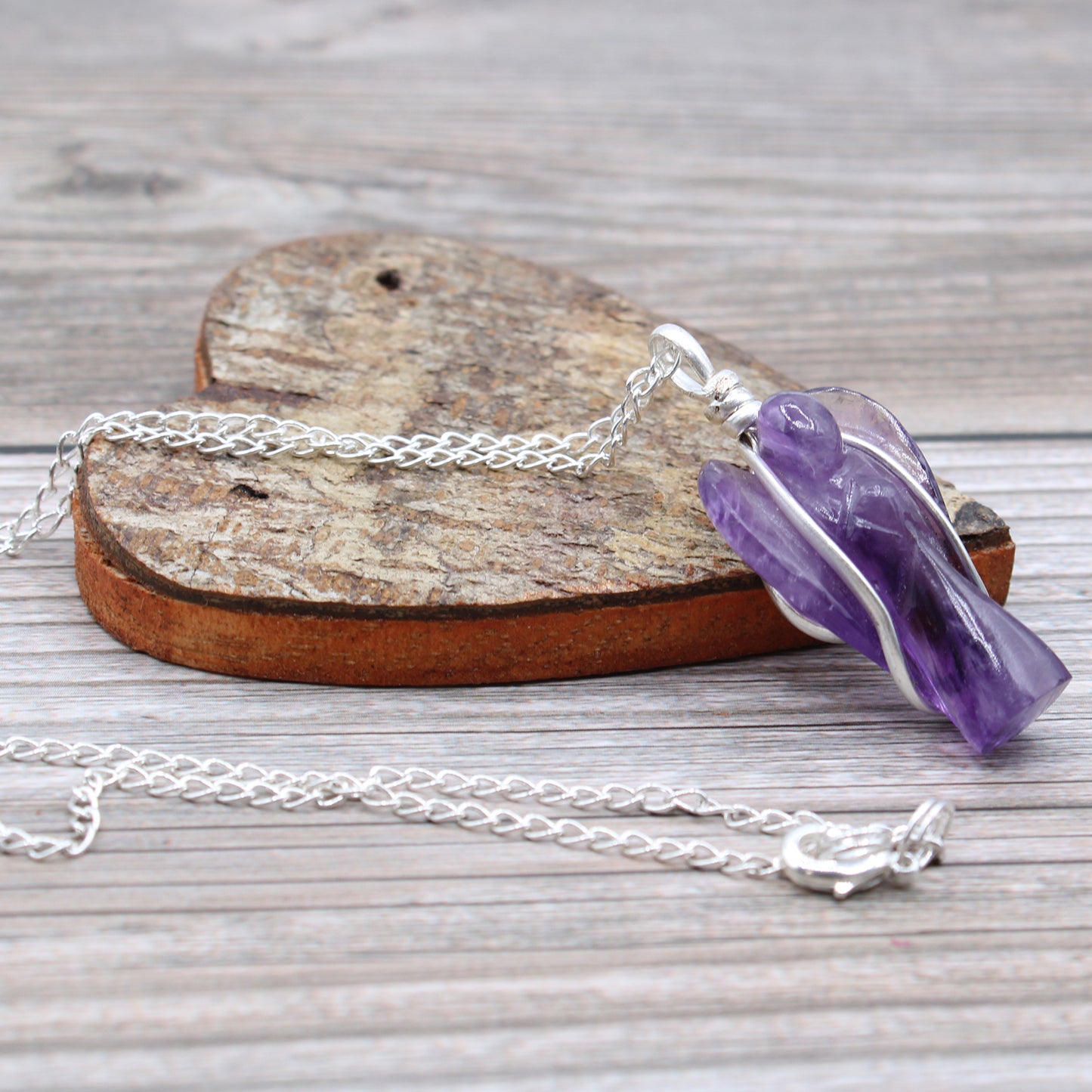 Pendentif Ange Gardien Pierre Gemme - Améthyste