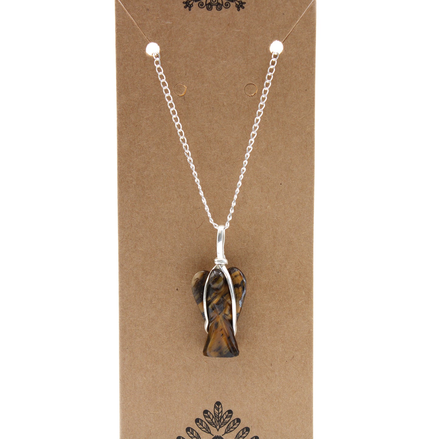 Pendentif Ange Gardien Pierre Gemme - Oeil de Tigre