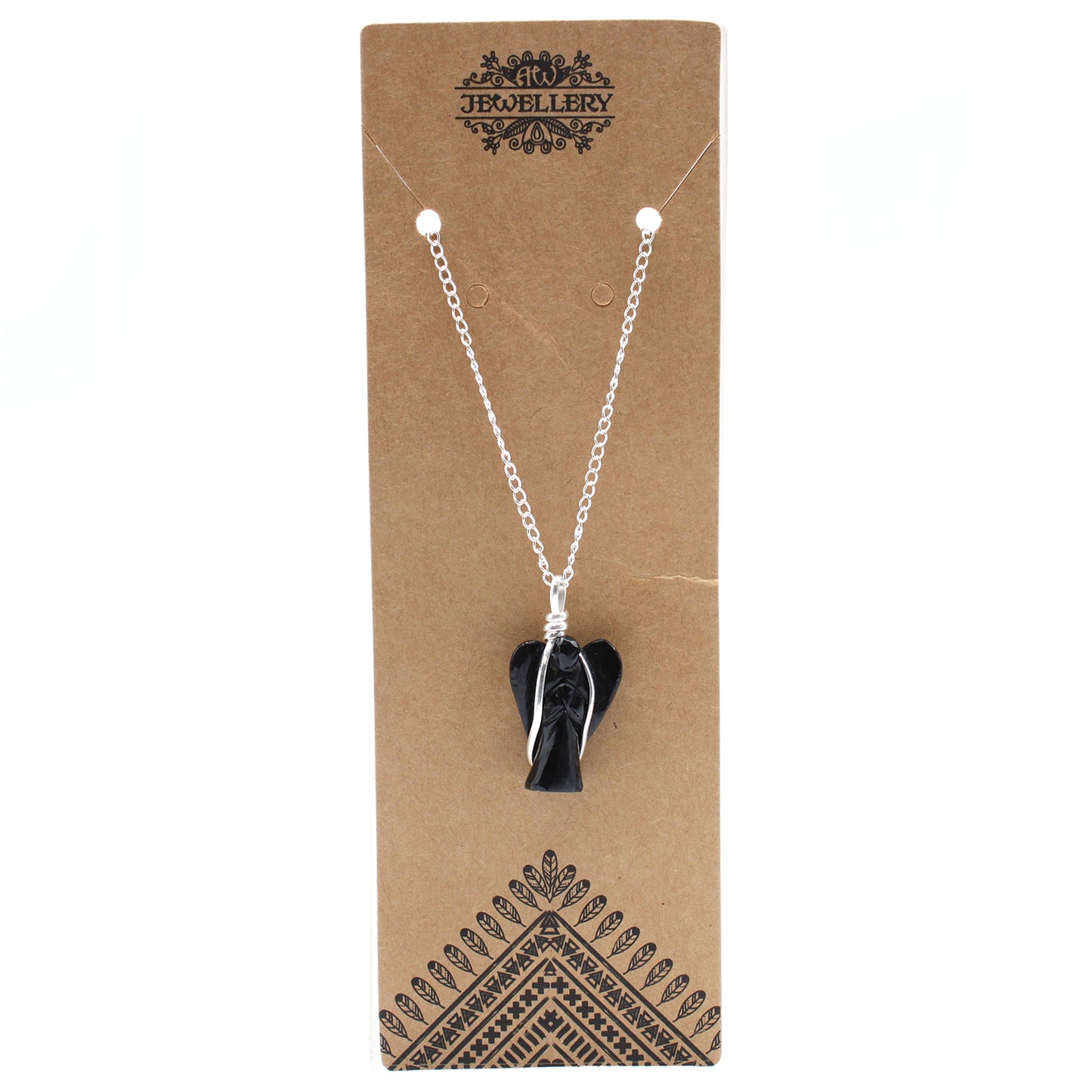 Pendentif Ange Gardien Pierre Gemme - Agate Noire