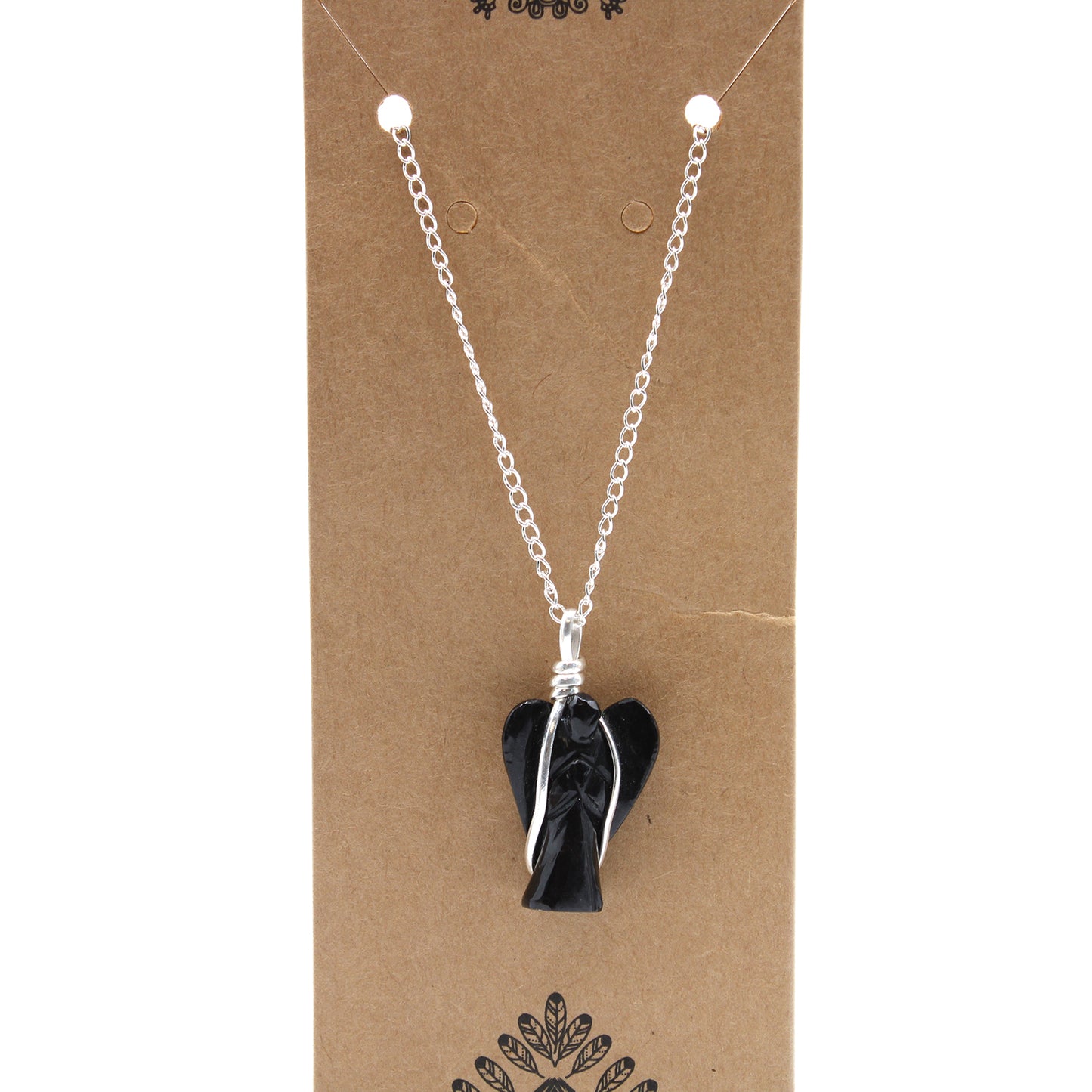 Pendentif Ange Gardien Pierre Gemme - Agate Noire
