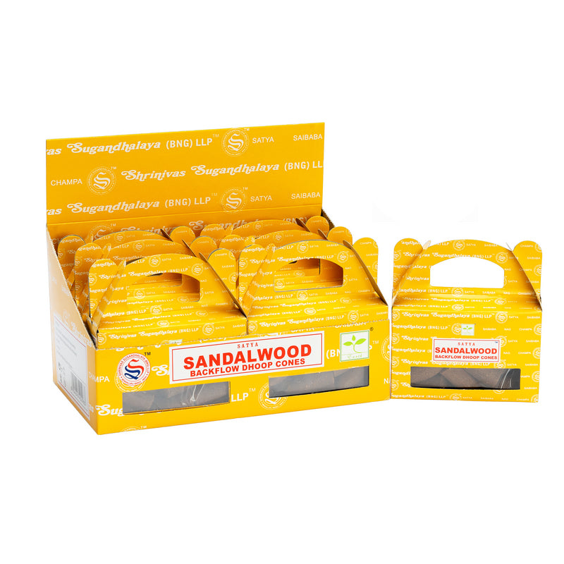 Boîte de 6 - Satya Bois de santal Cônes Refoulement