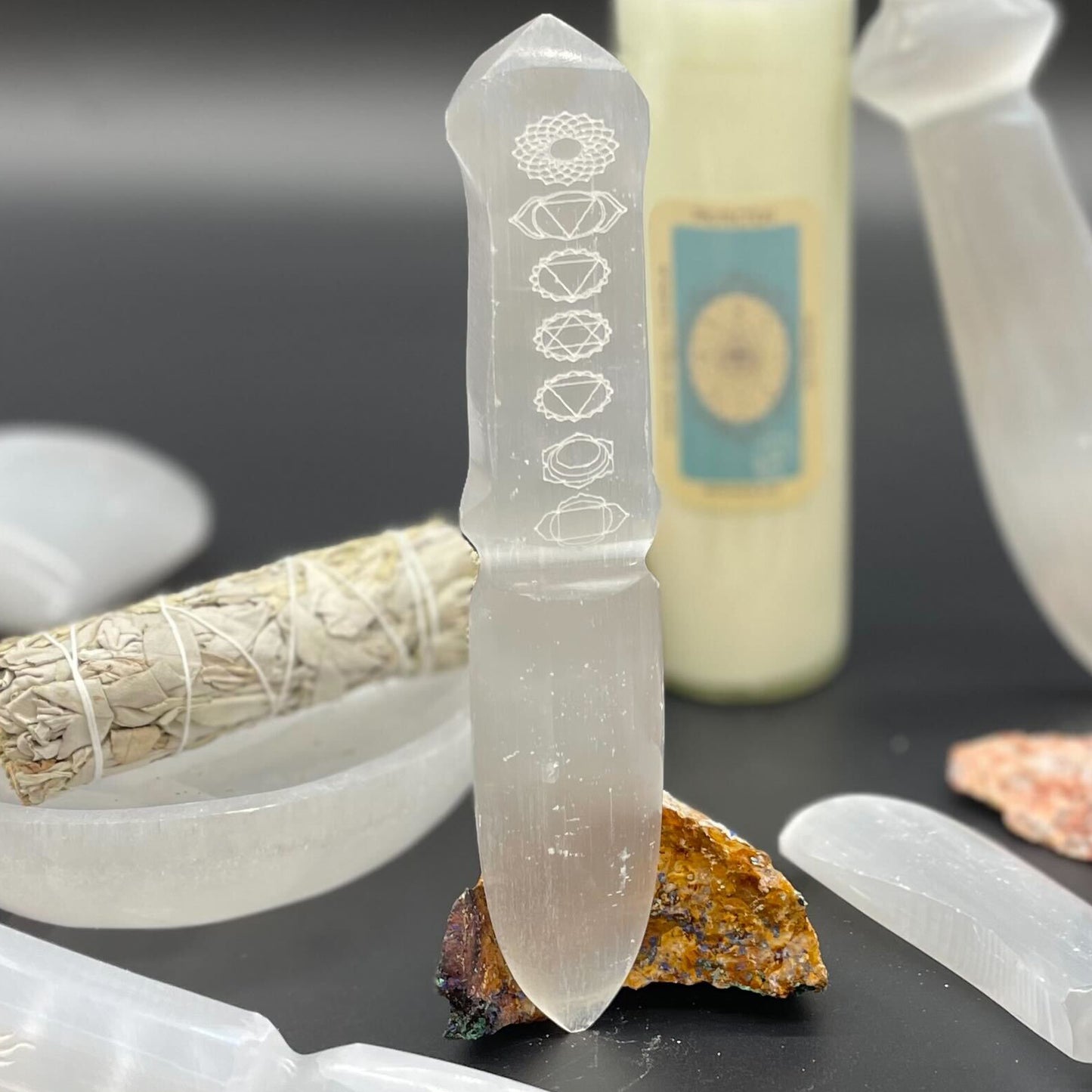 Couteau Rituel Sélénite - Chakra