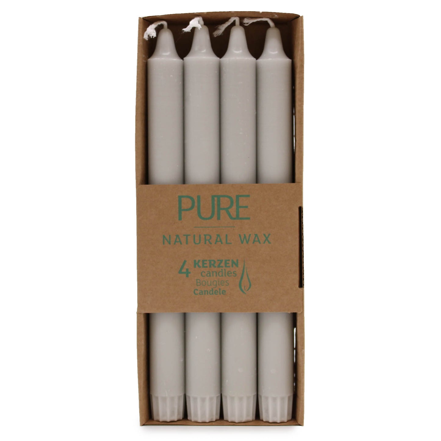 Bougie Dîner Pure Cire Naturelle 25x2,3 - Gris Argent